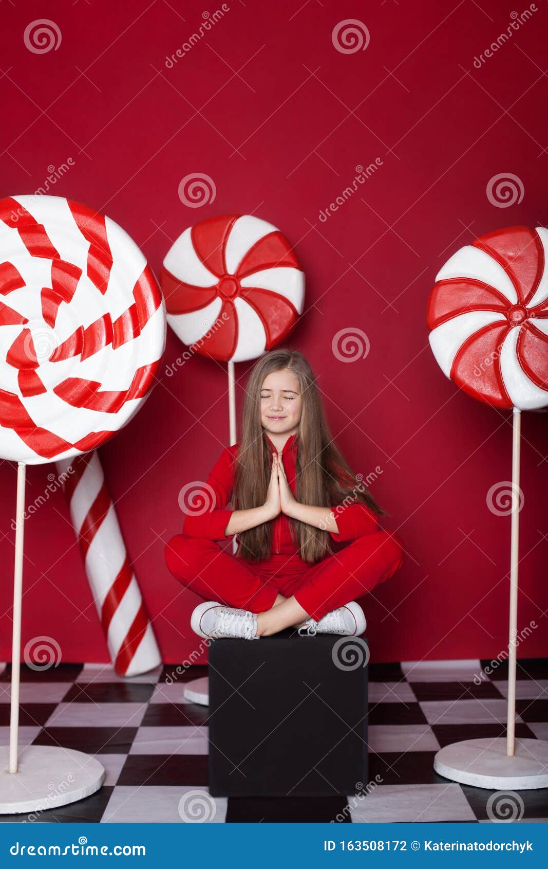 New Year 2020! Christmas, Holidays And Childhood Concept.Little Girl With Huge Christmas Candies ...