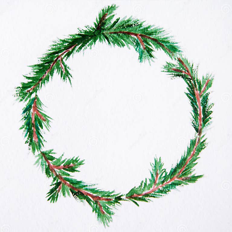 New Year and Christmas Wreath - Fir Tree on White Backg Stock ...
