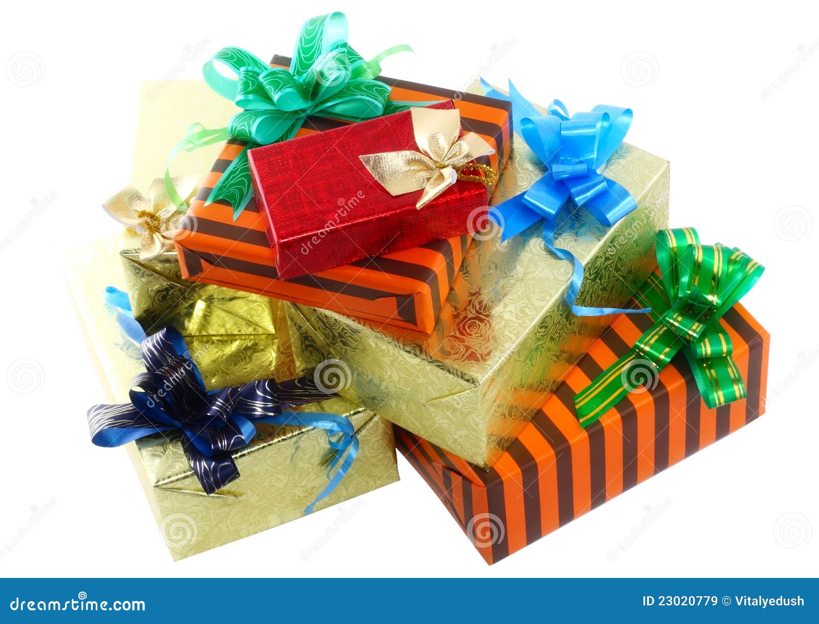 New Year Colour Gift Boxes. Stock Image Image of gold, isolated 23020779