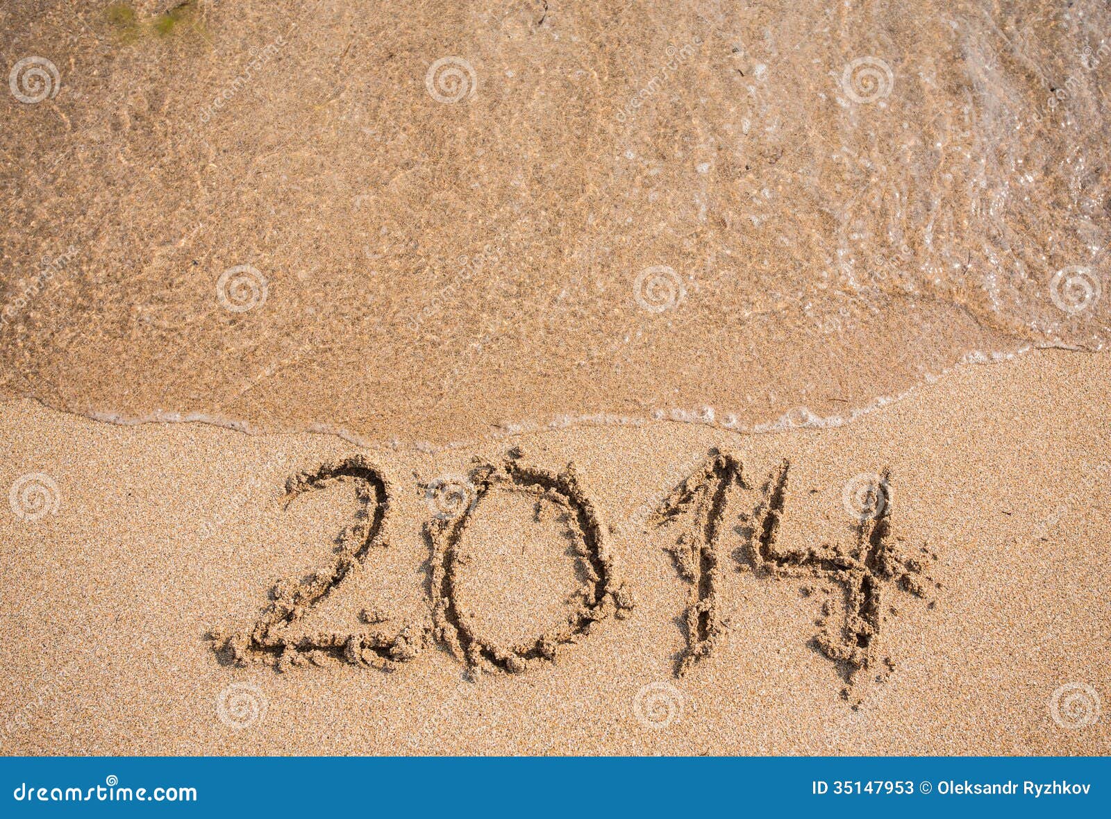 New Year 2014 is Coming Concept Stock Image - Image of beach, sign ...