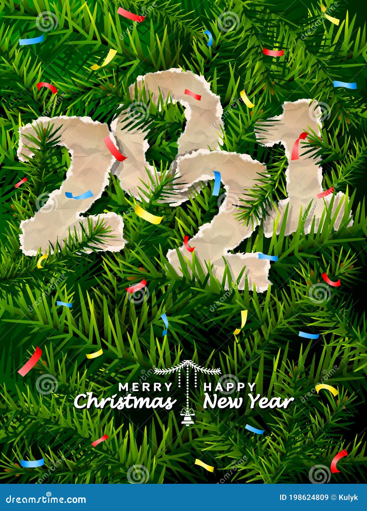 Download New Year 2021 Of Crumpled Paper Between Pine Twigs Stock ...