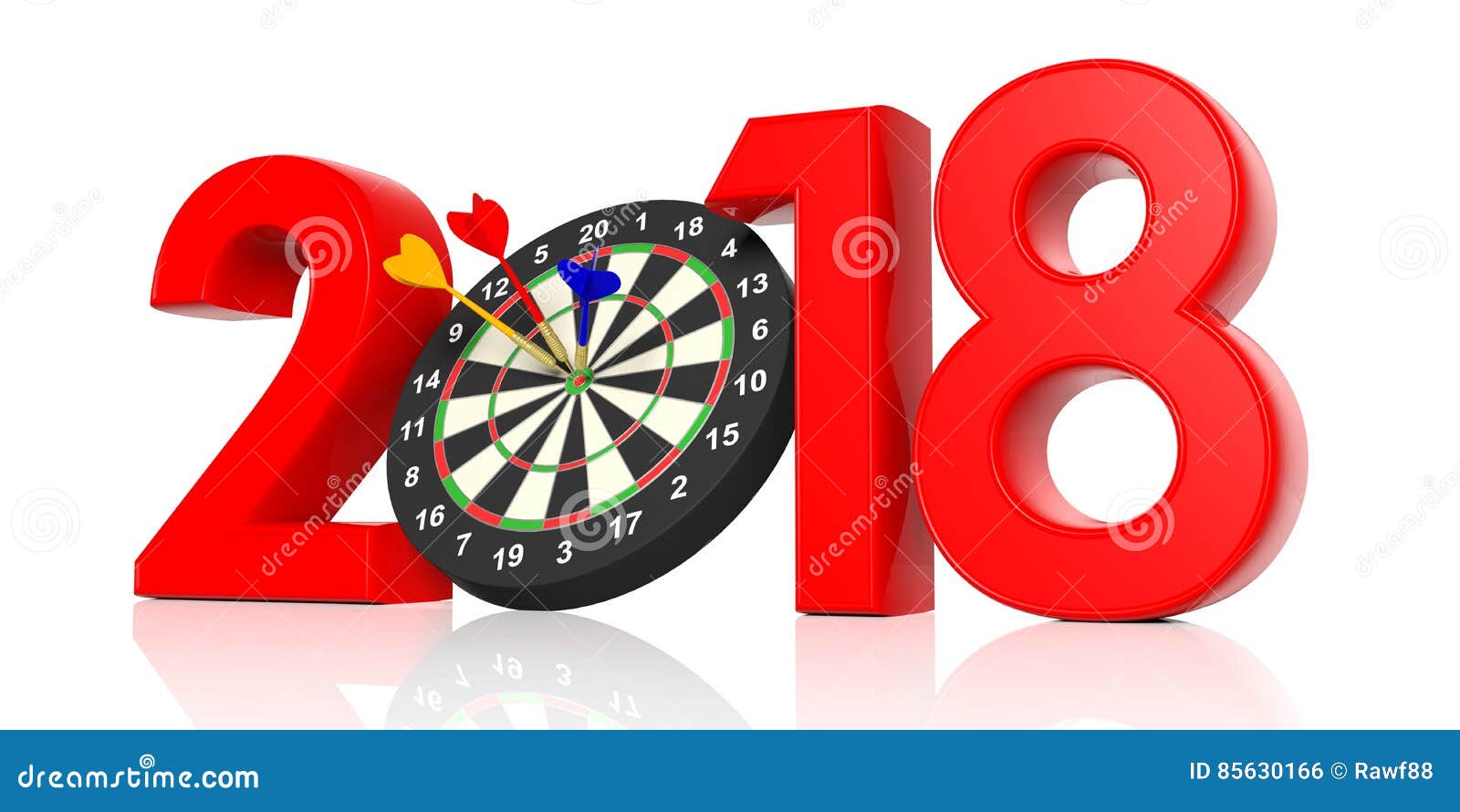 New Year 2018 Darts Board. 3d Illustration Stock Illustration Illustration of dart, strategy