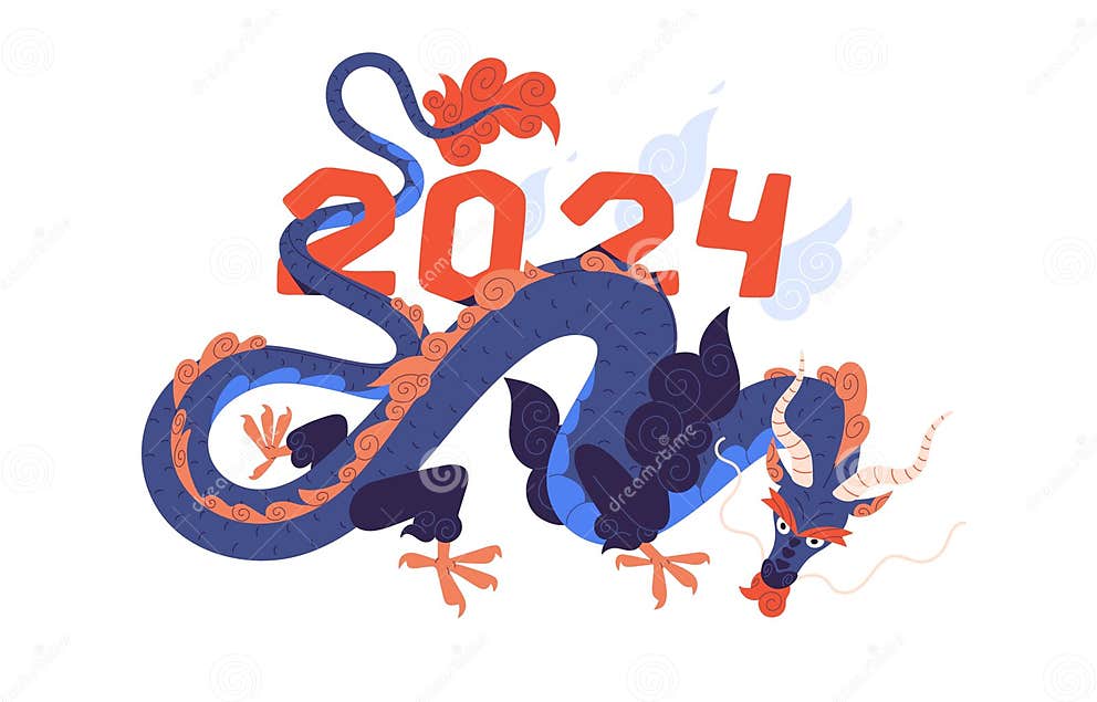New Year of the Dragon Concept. Asian Zodiac Symbol of 2024, Oriental