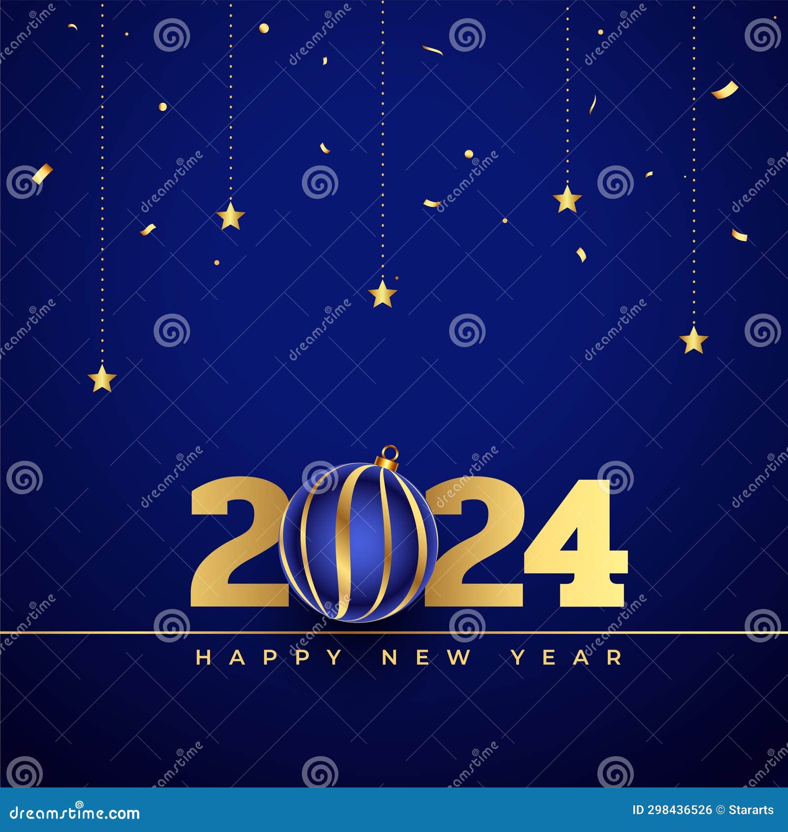 2024 new year festive bauble background with star decoration