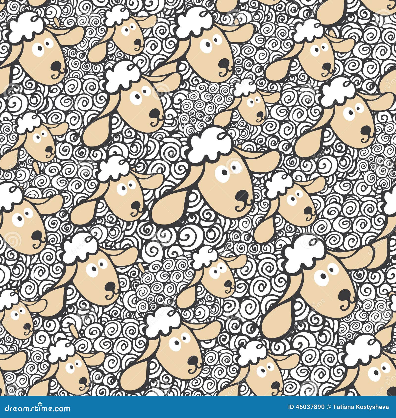 New Year Flock Of Sheep  Seamless Pattern Stock Vector 