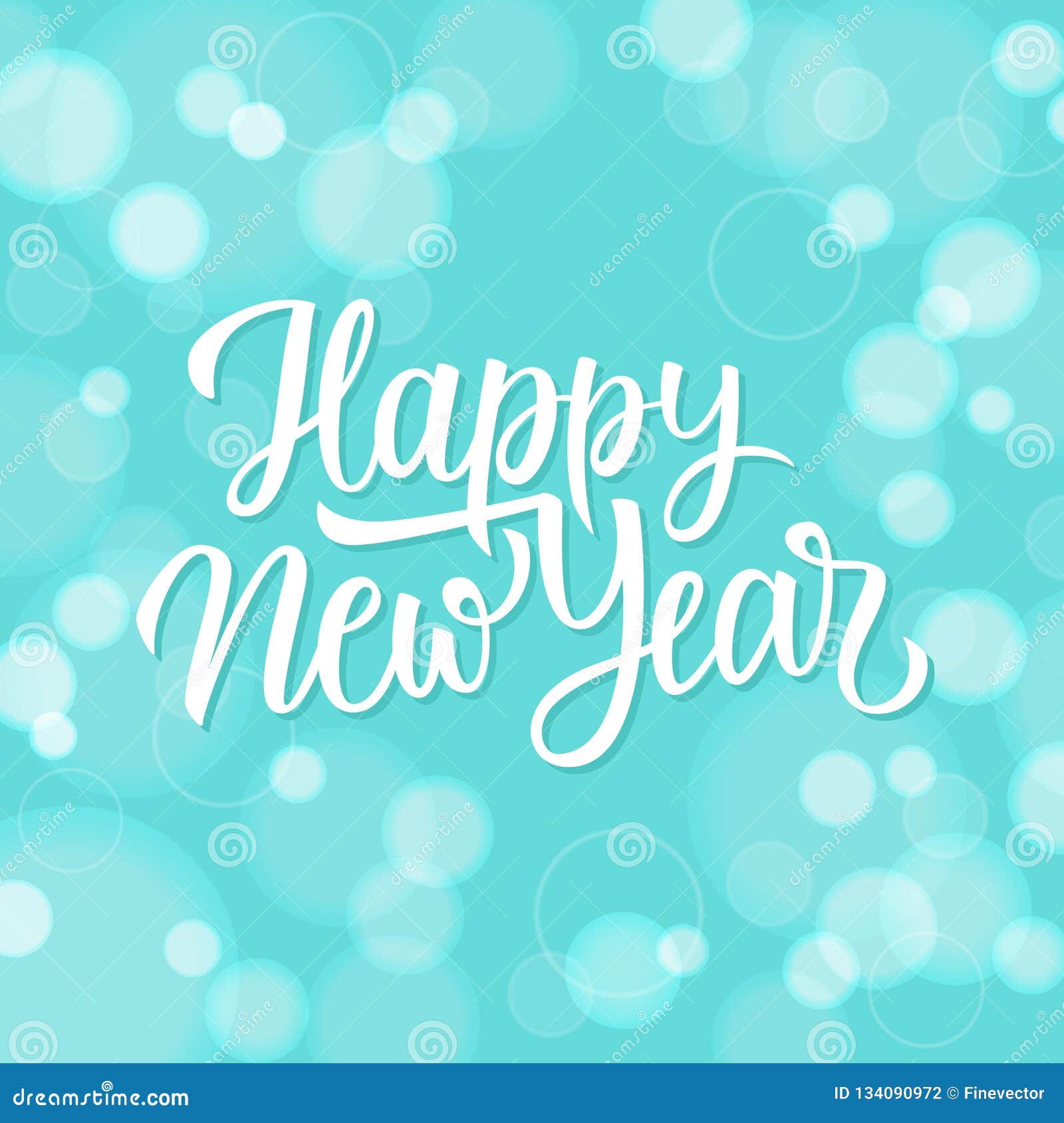 New Year Greeting Card with Hand Lettering Text Design Happy New Year ...