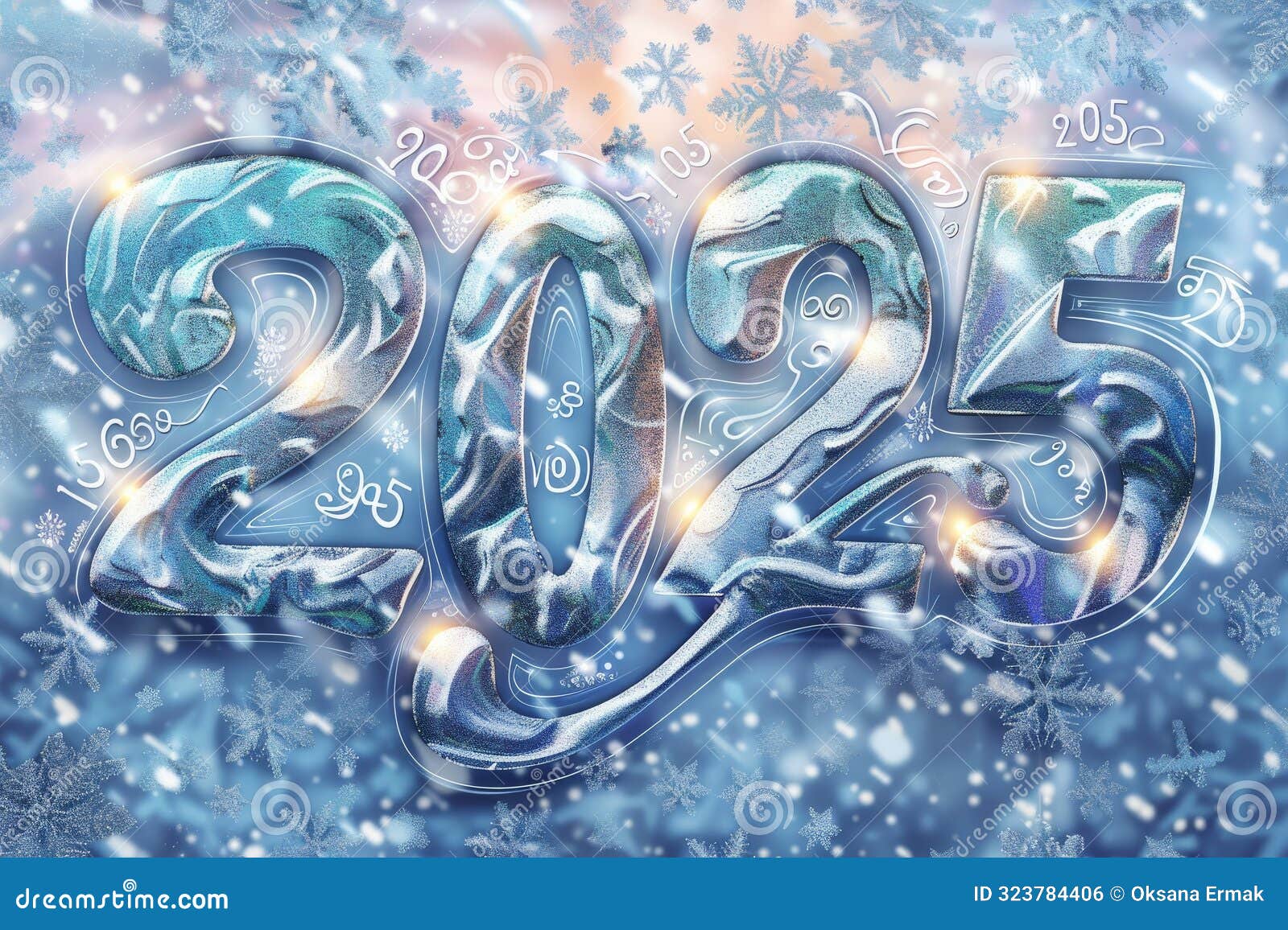 2025 New Year Greeting Card with Lettering Numbers 2025, Creative