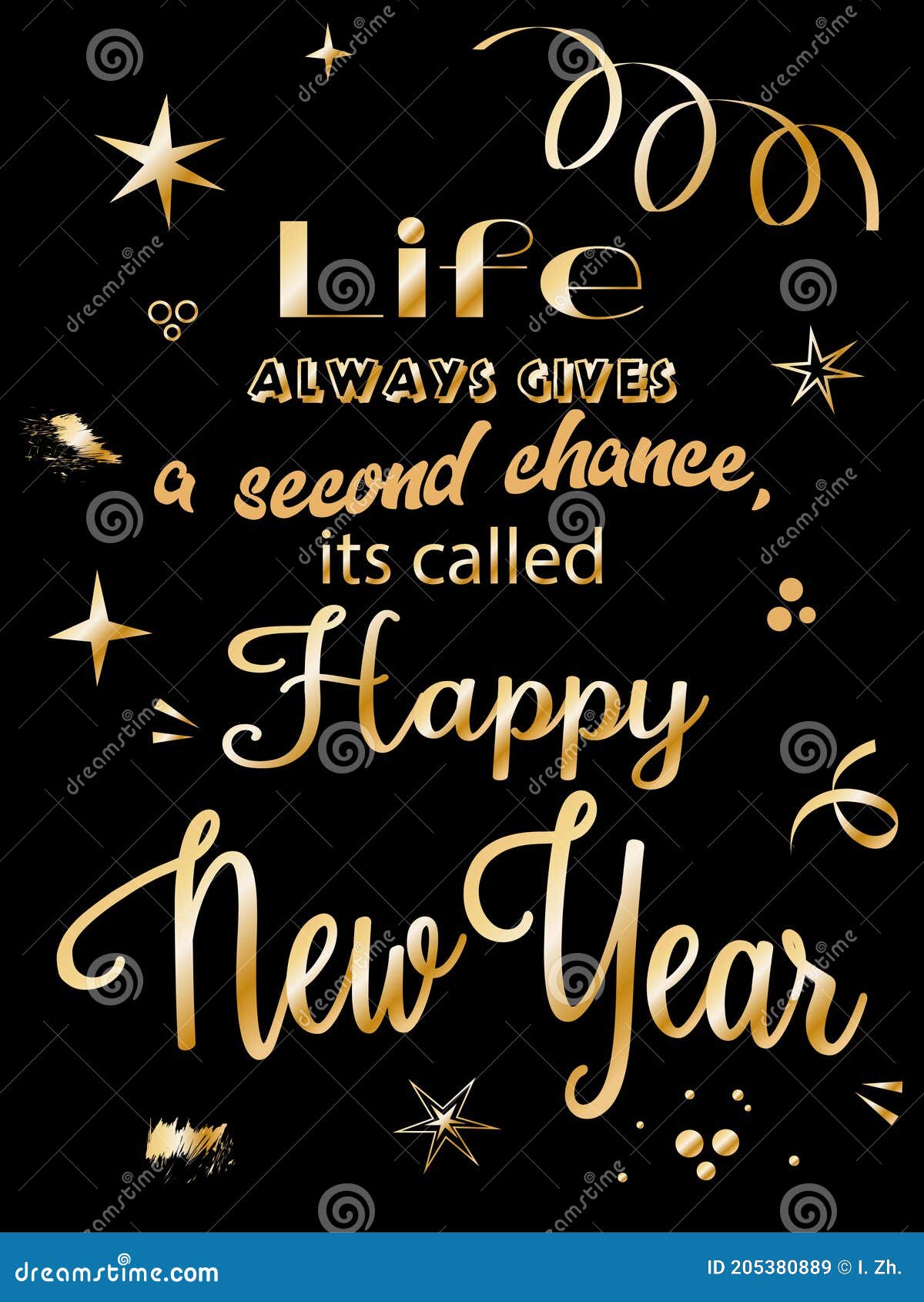 New Year Greetings, New Year`s Phrase Stock Vector Illustration of