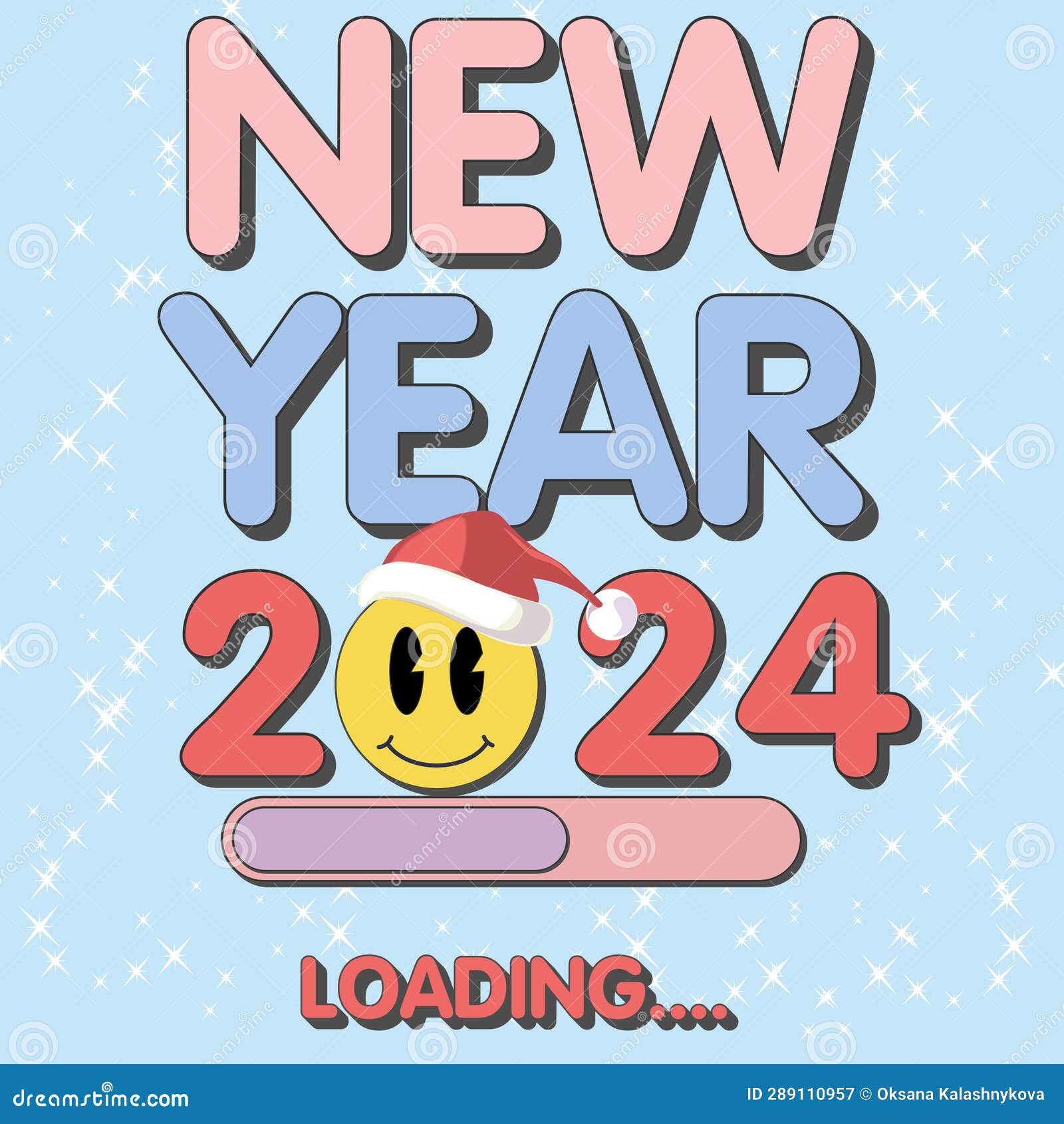 New Year 2024 Groovy Hippie Christmas. Smile Vibes in Trendy Retro