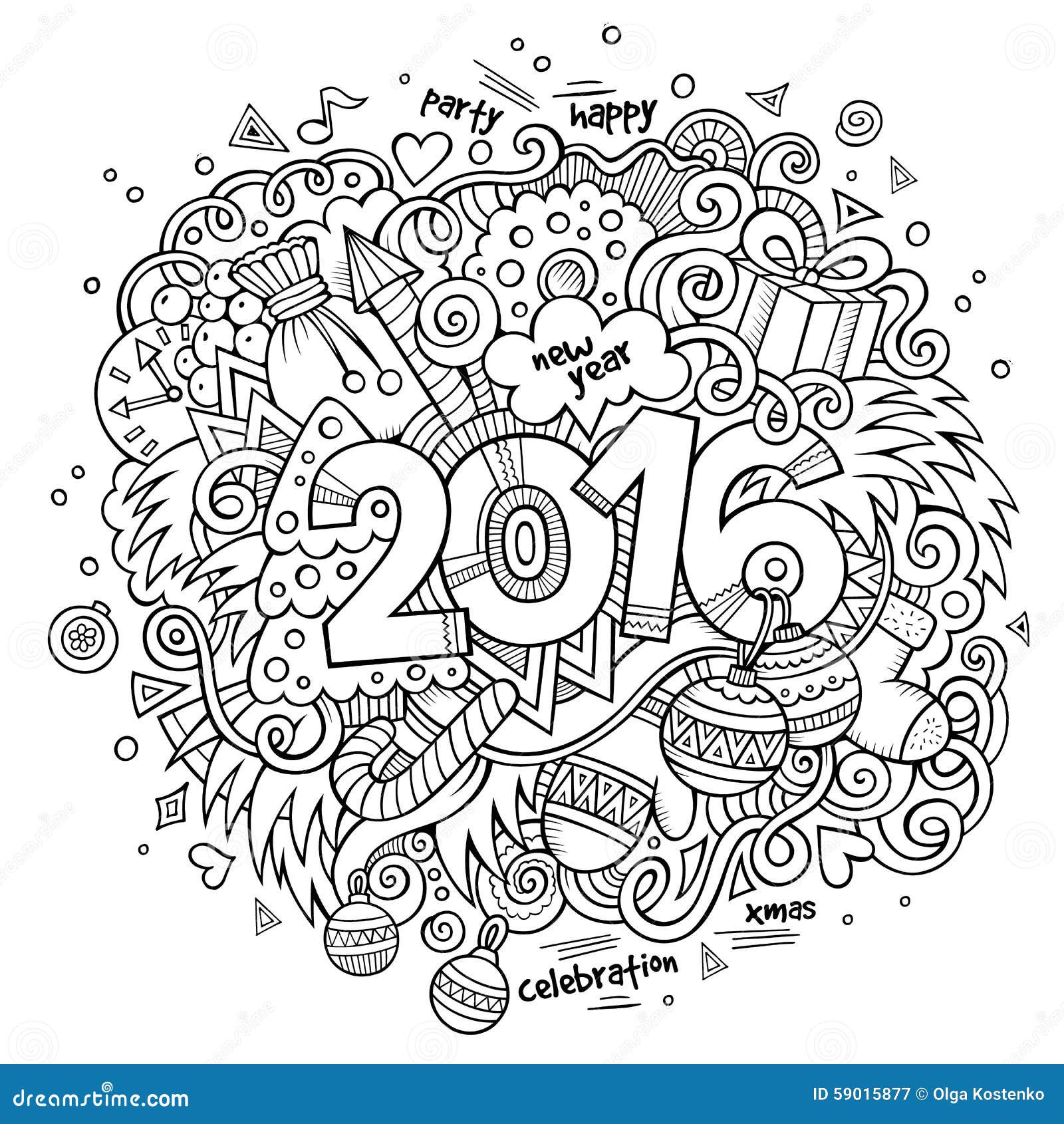 New Year Hand Lettering and Doodles Elements Stock Vector ...