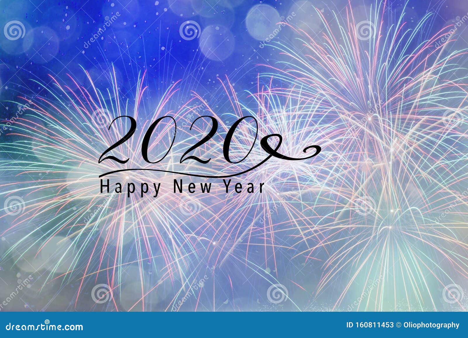 New Year Holiday 2020 Background Banner with Fireworks Stock ...