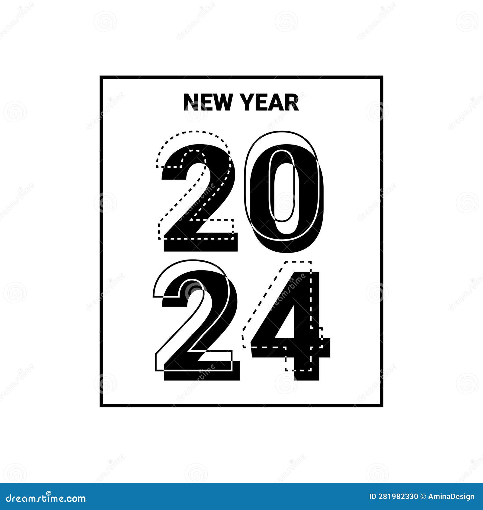2024 New Year Logo Text Design. 2024 Number Design Template Stock
