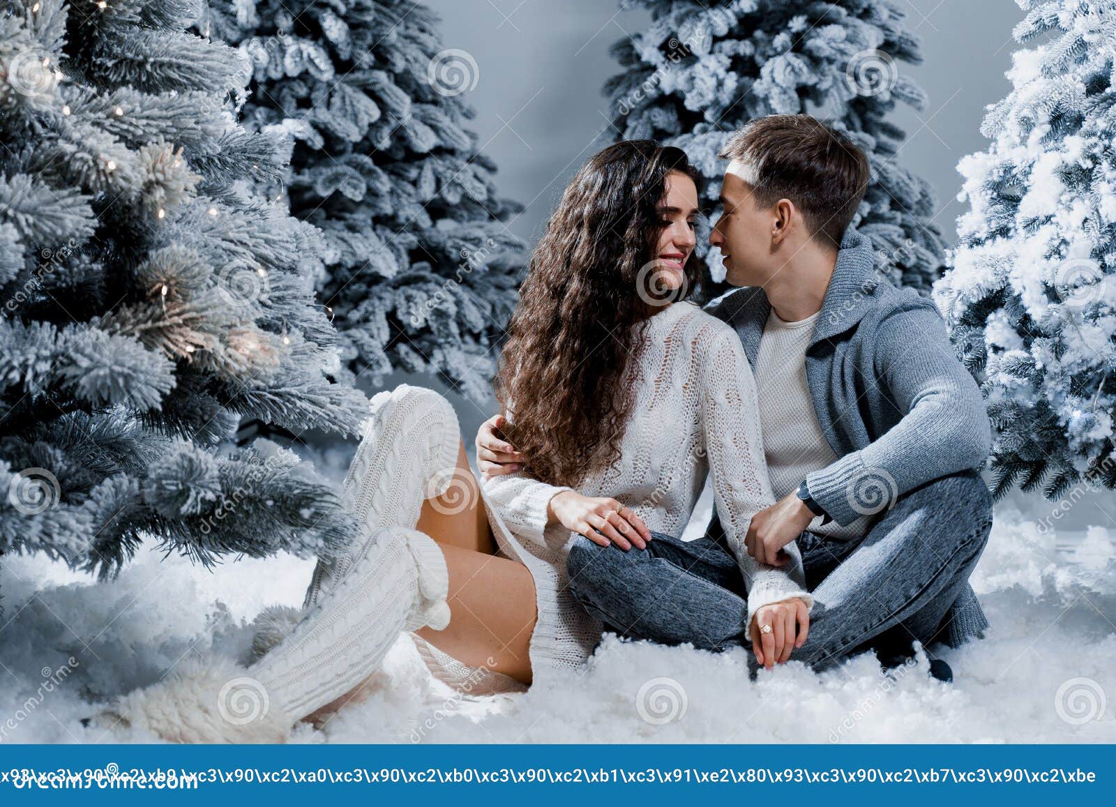 New Year Love Story. Couple Kiss and Hug Stock Photo - Image of ...