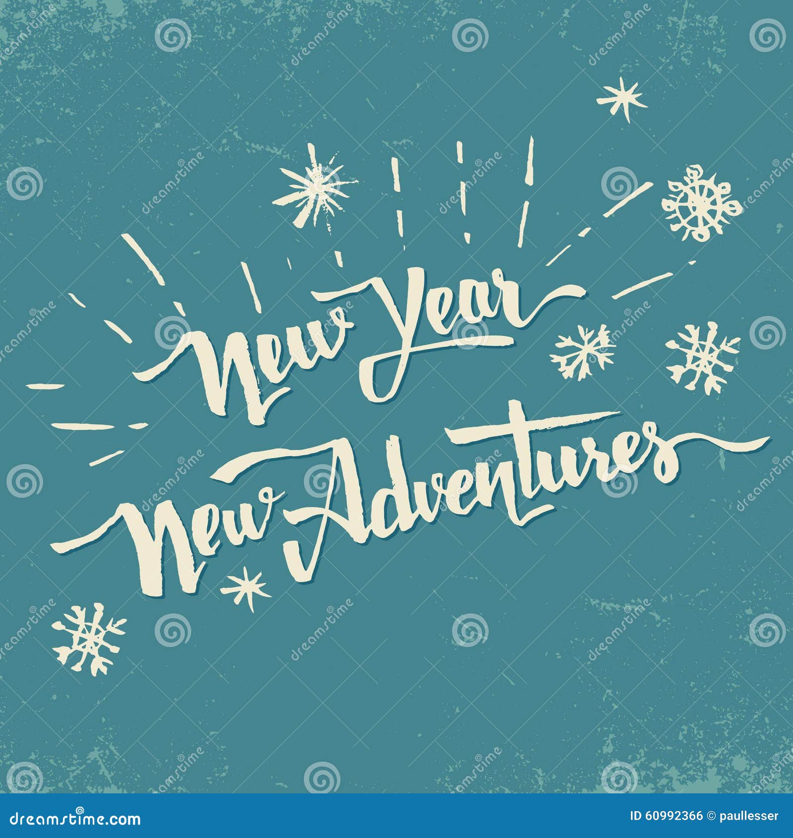 New Year New Adventures Hand Drawn Lettering Stock Vector 