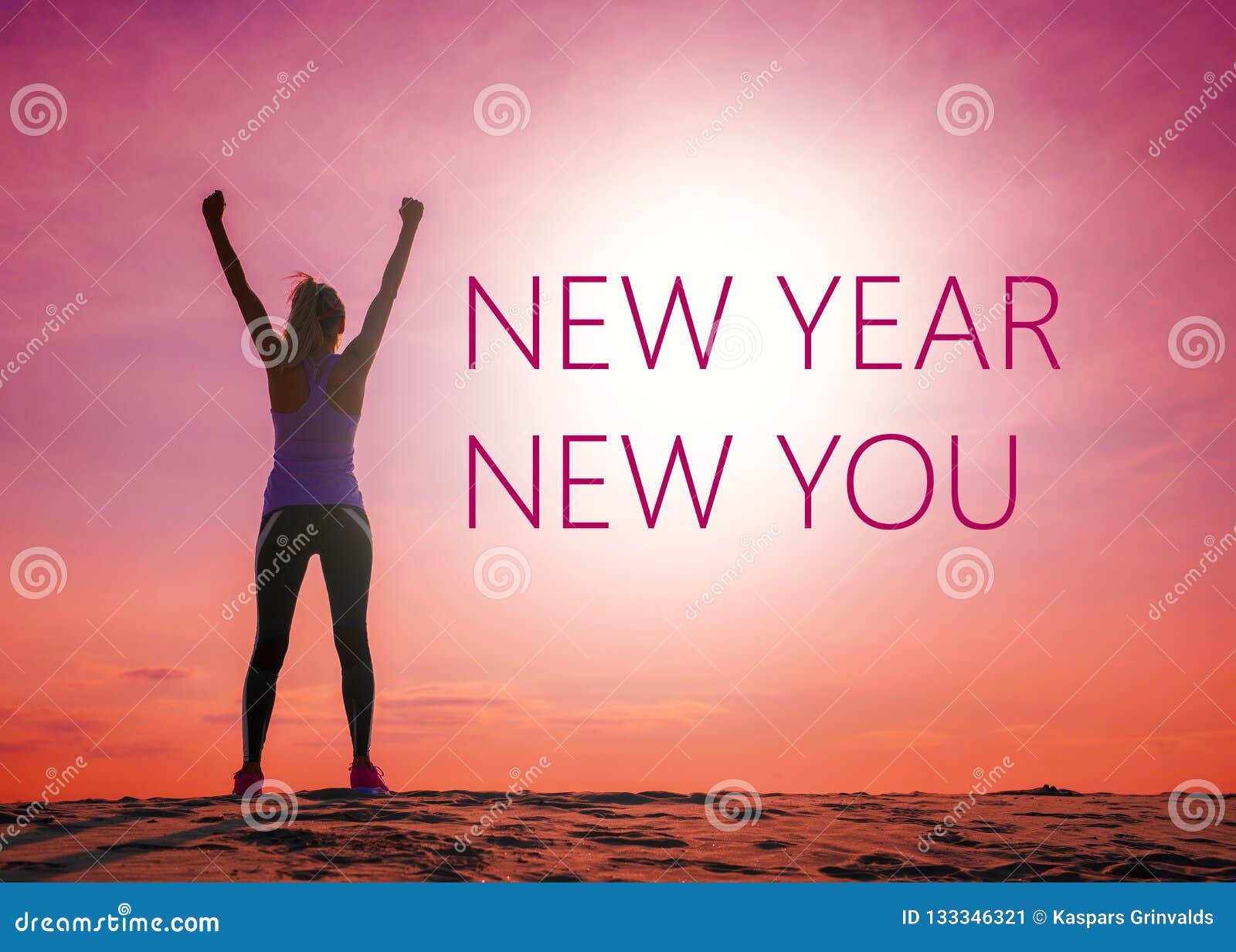 New Year New You Text Quote on the Image of Womans Silhouette at