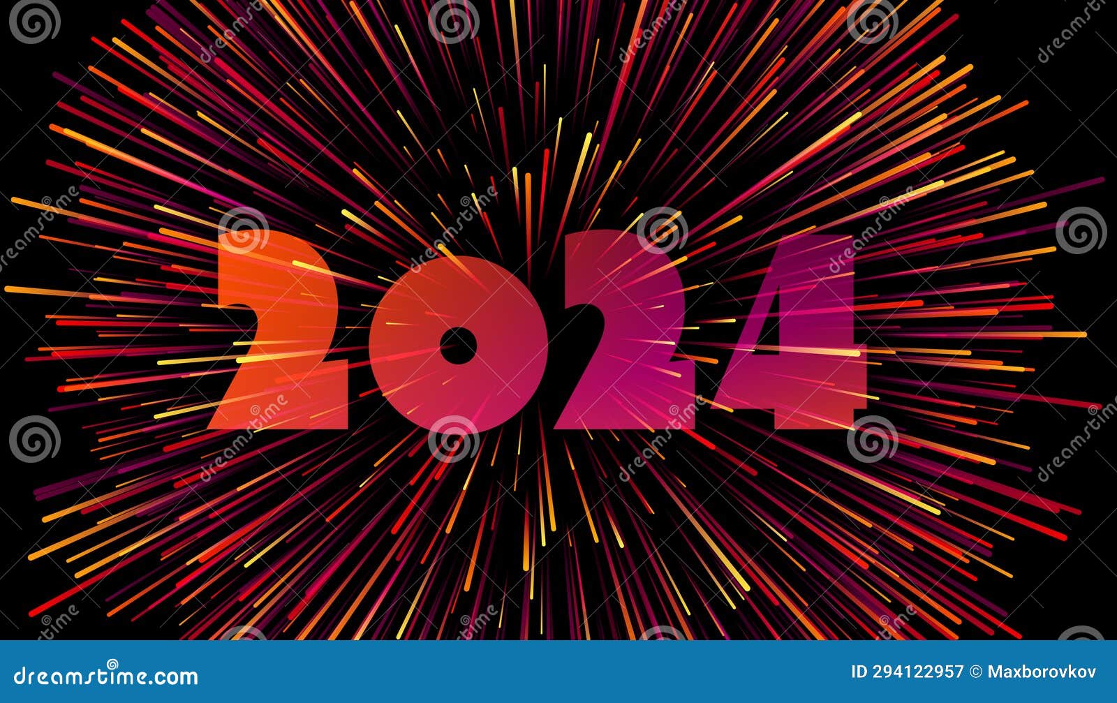 New Year 2024 Paper Numbers for Calendar on Colorful Background Made of