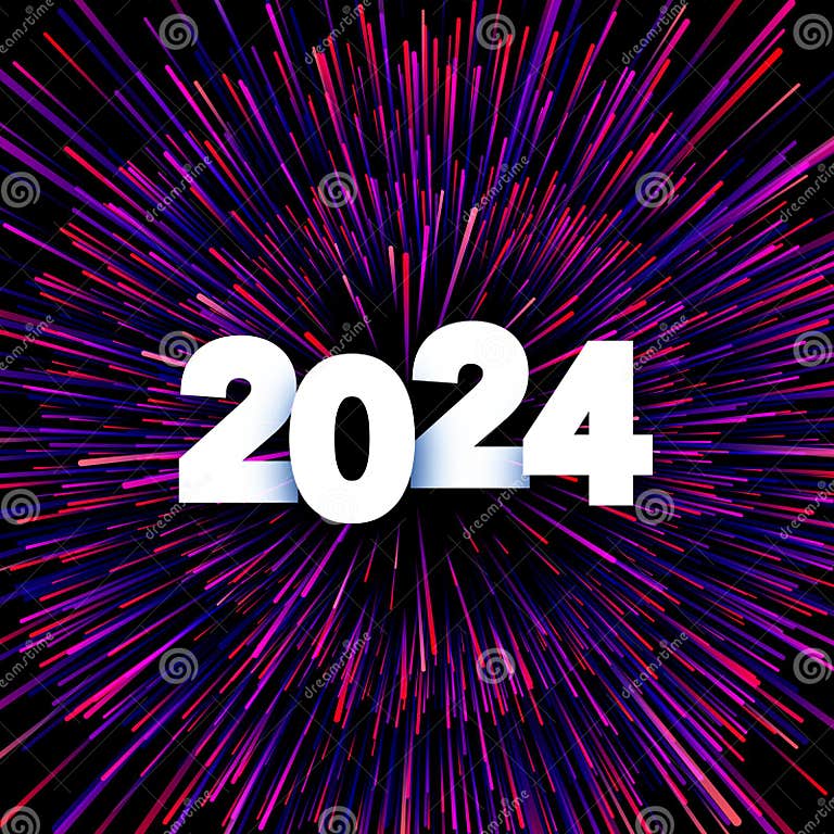 New Year 2024 Paper Numbers for Calendar on Colorful Background Made of
