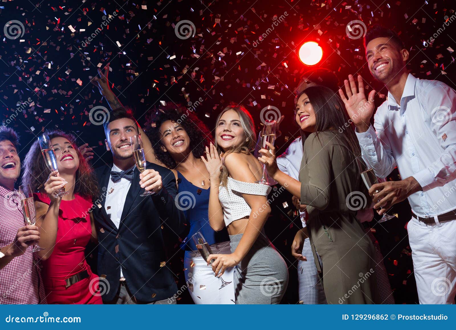 Happy Diverse Friends Celebrating New Year Together Stock Photo - Image ...