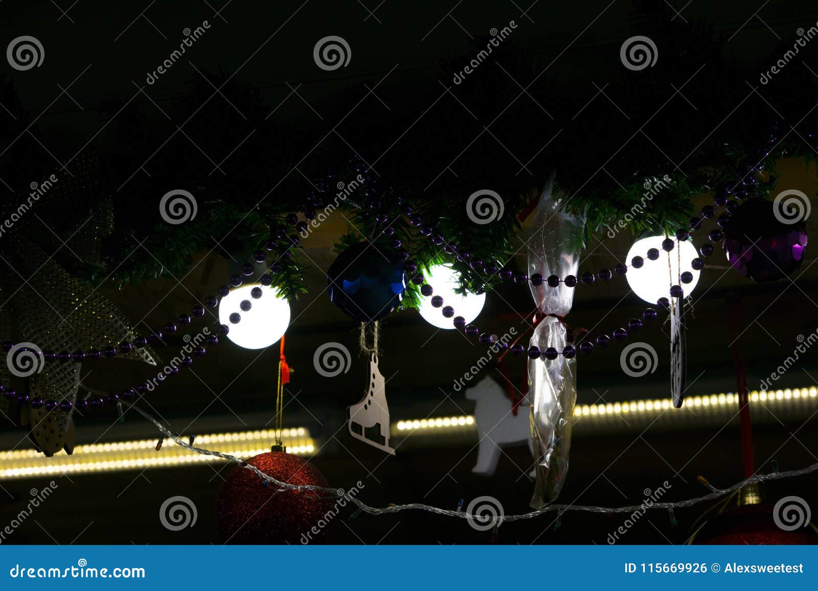 New Year`s Decorations and Lights Stock Photo Image of year, lights