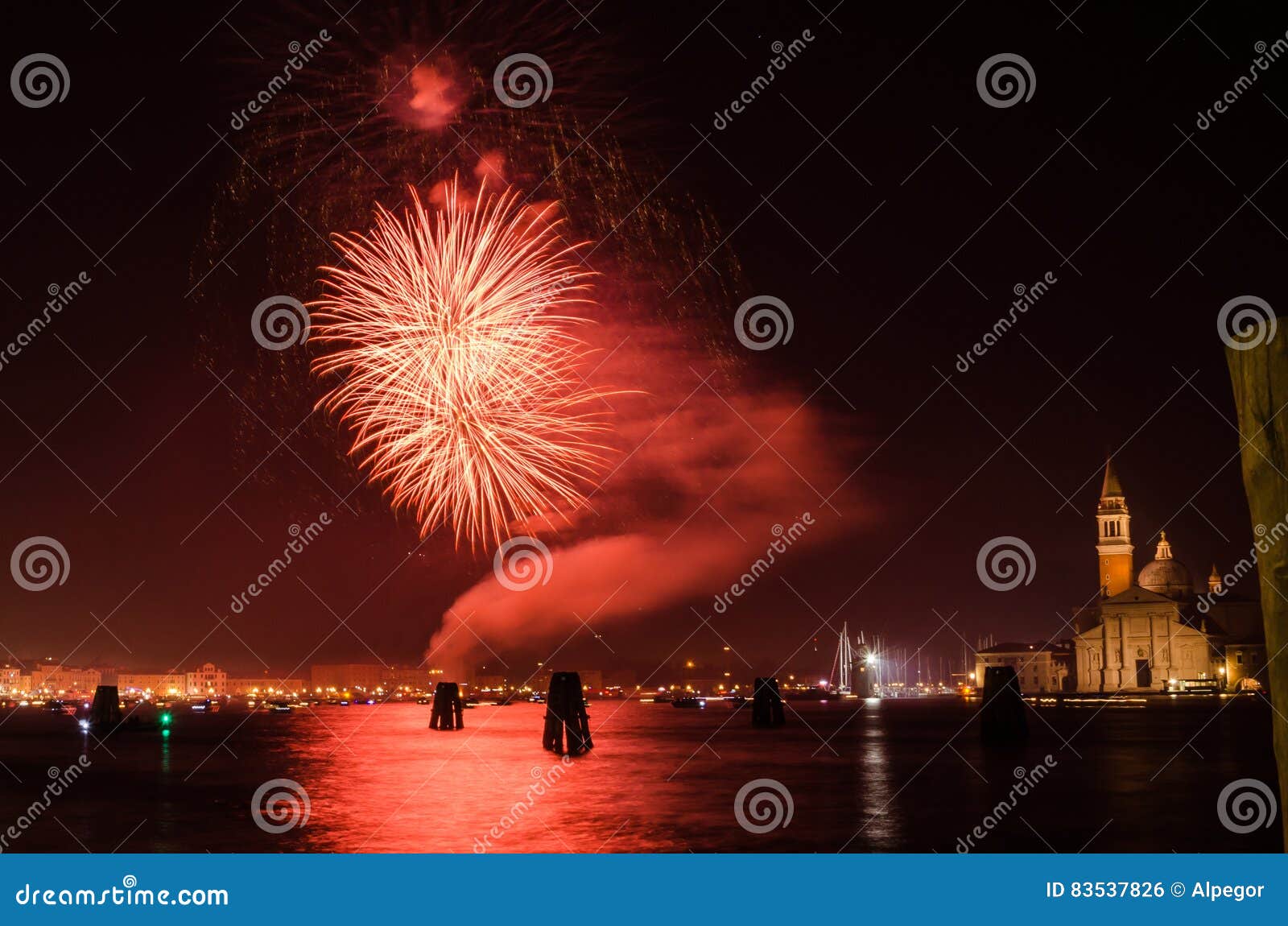 New Year`s Eve Firework Display in Venice Stock Photo Image of