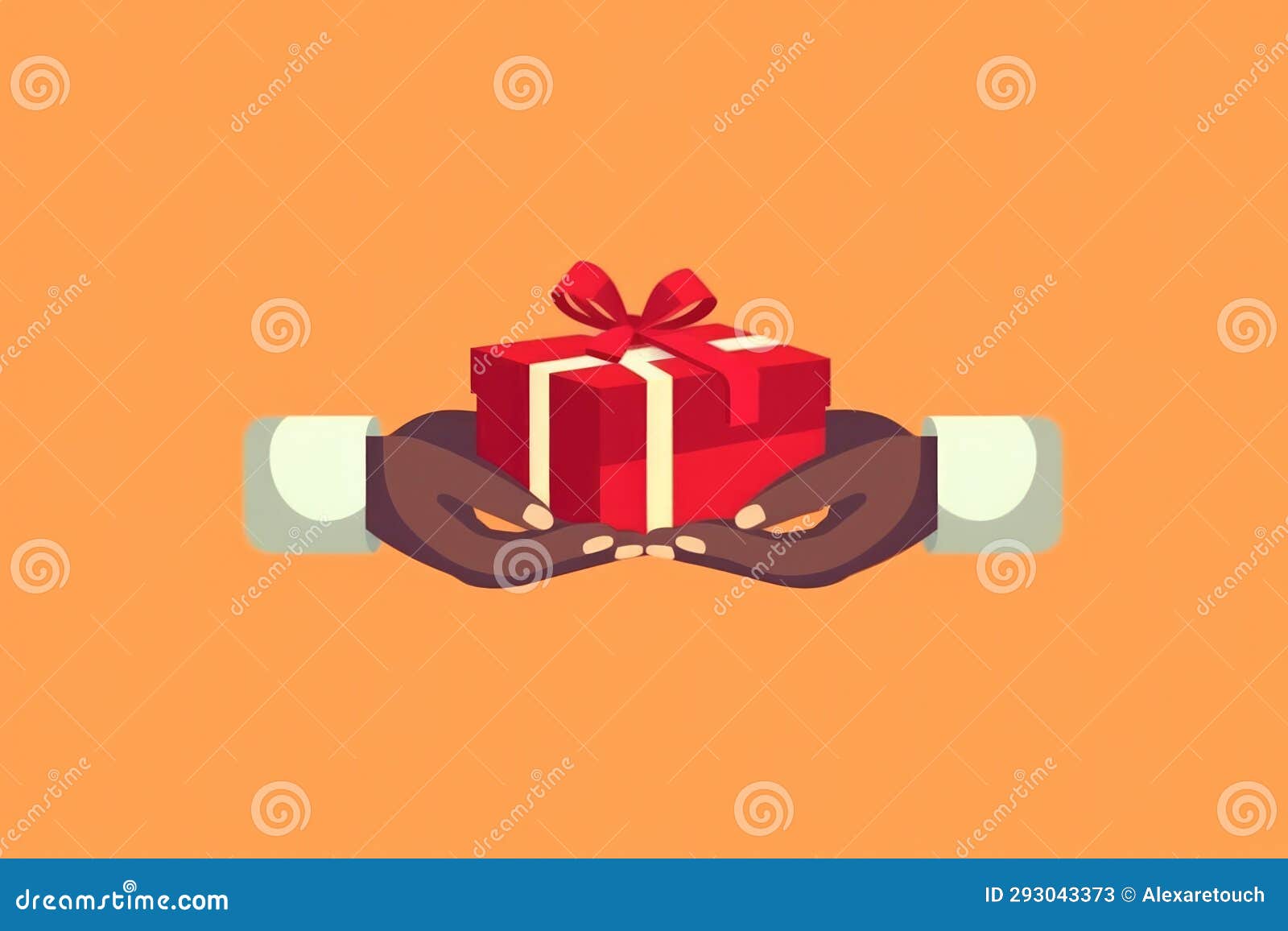 new year's gift in hands. image of a surprise box in flat style.
