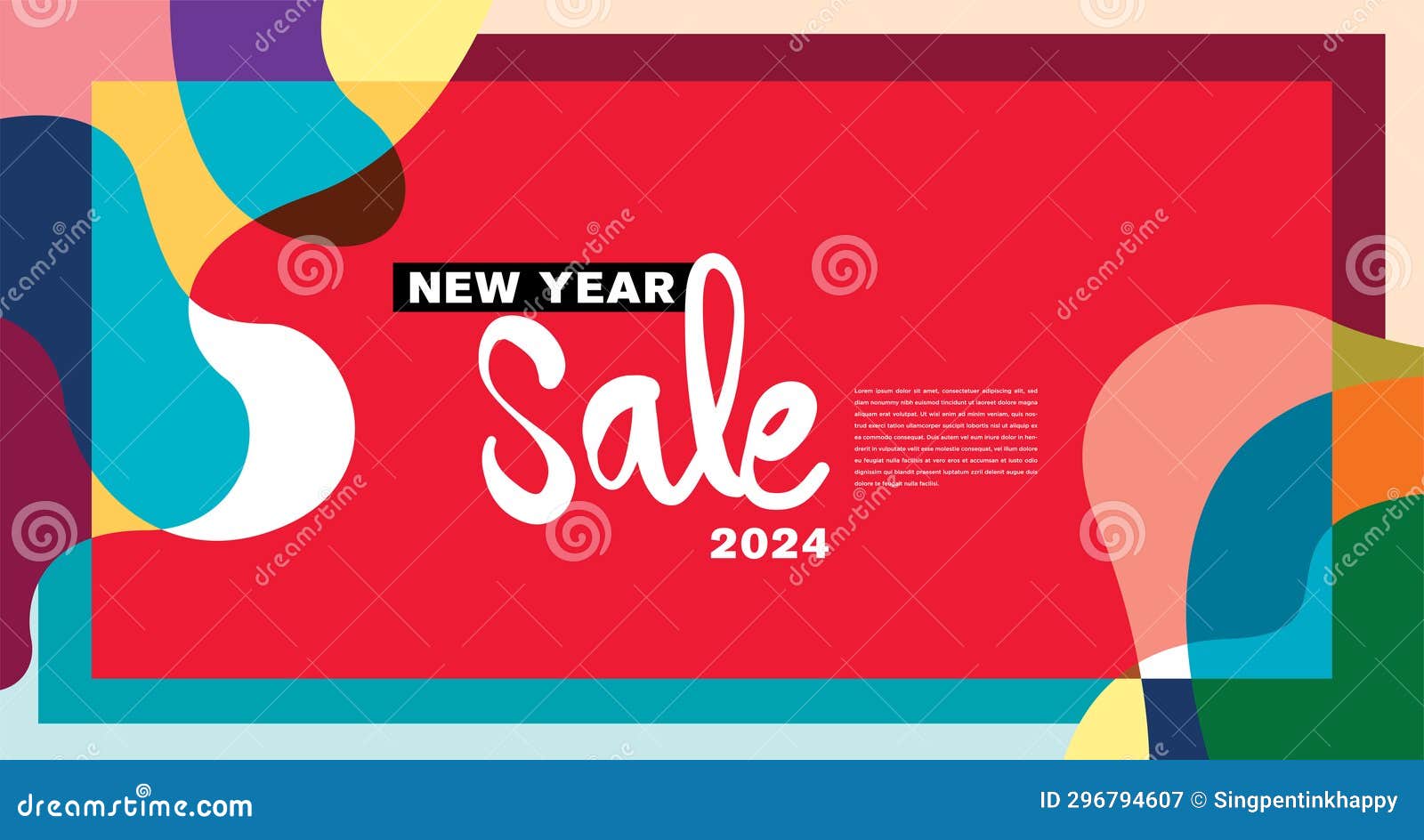new year sale 2024 colorful abstract banner and greeting card  template
