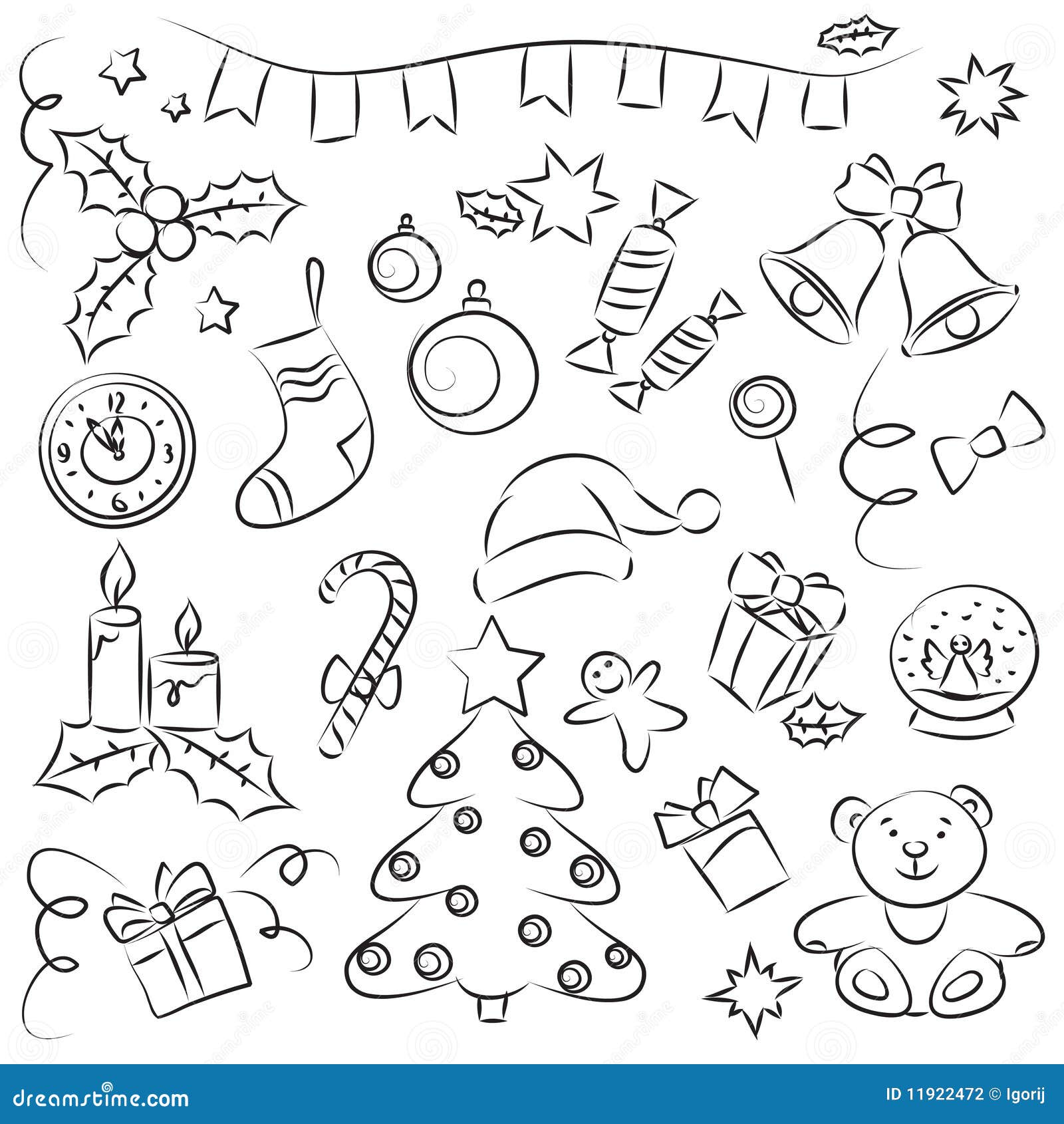 New Year sketch Set stock illustration. Illustration of candles - 11922472