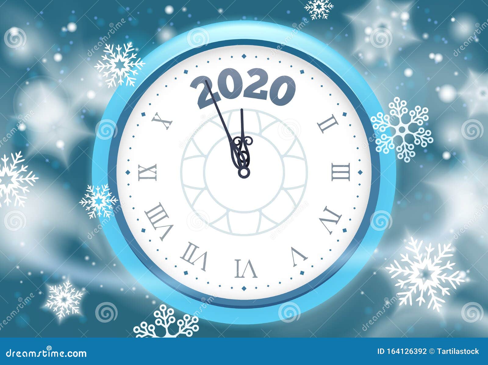 New 2020 Year Snow Poster. Winter Holidays Countdown Clock With Snowflakes, Vintage Clocks ...