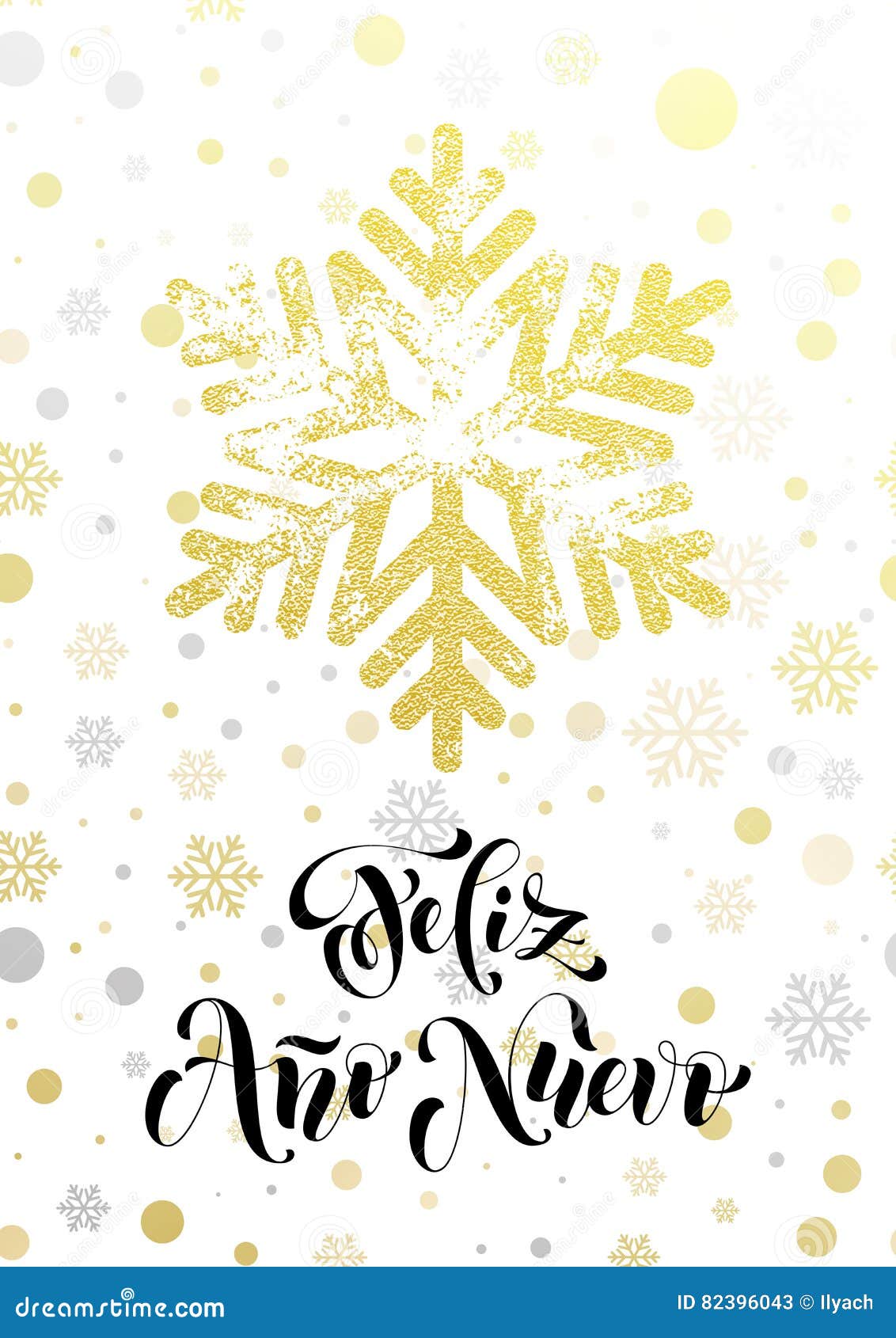 new year spanish text feliz ano nuevo golden glitter snowflake