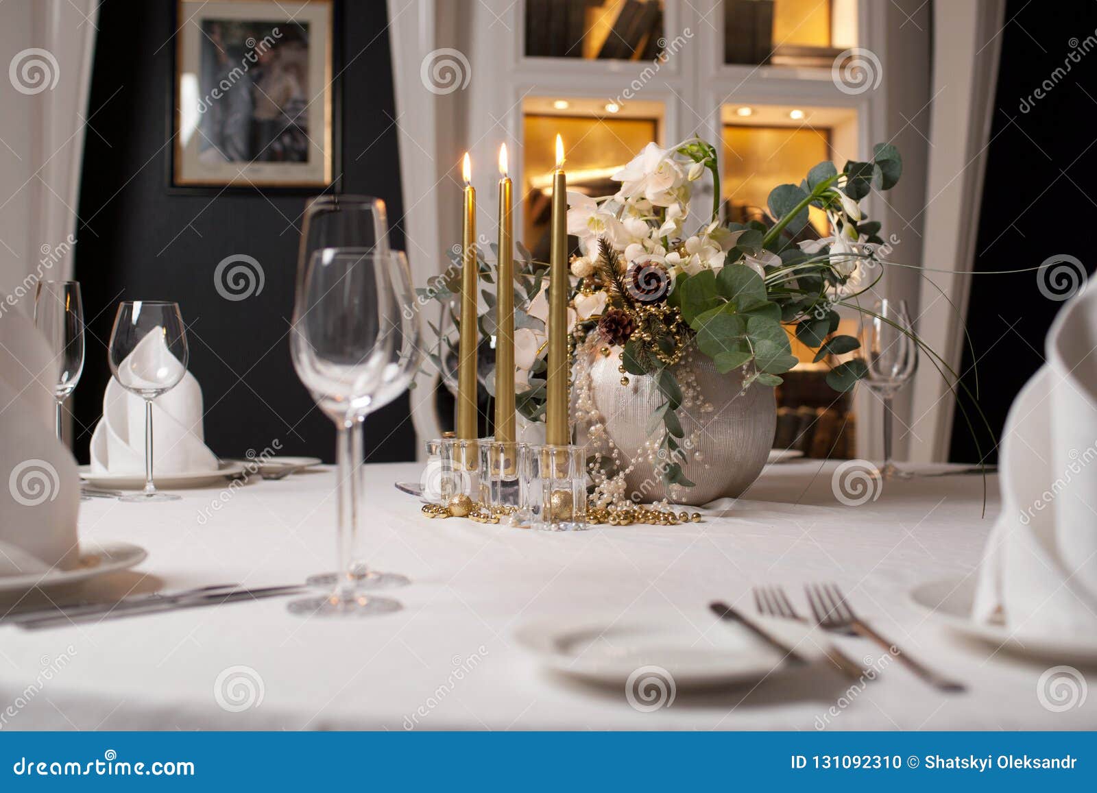 New Year Table Decoration Stock Photo Image Of Hands 131092310