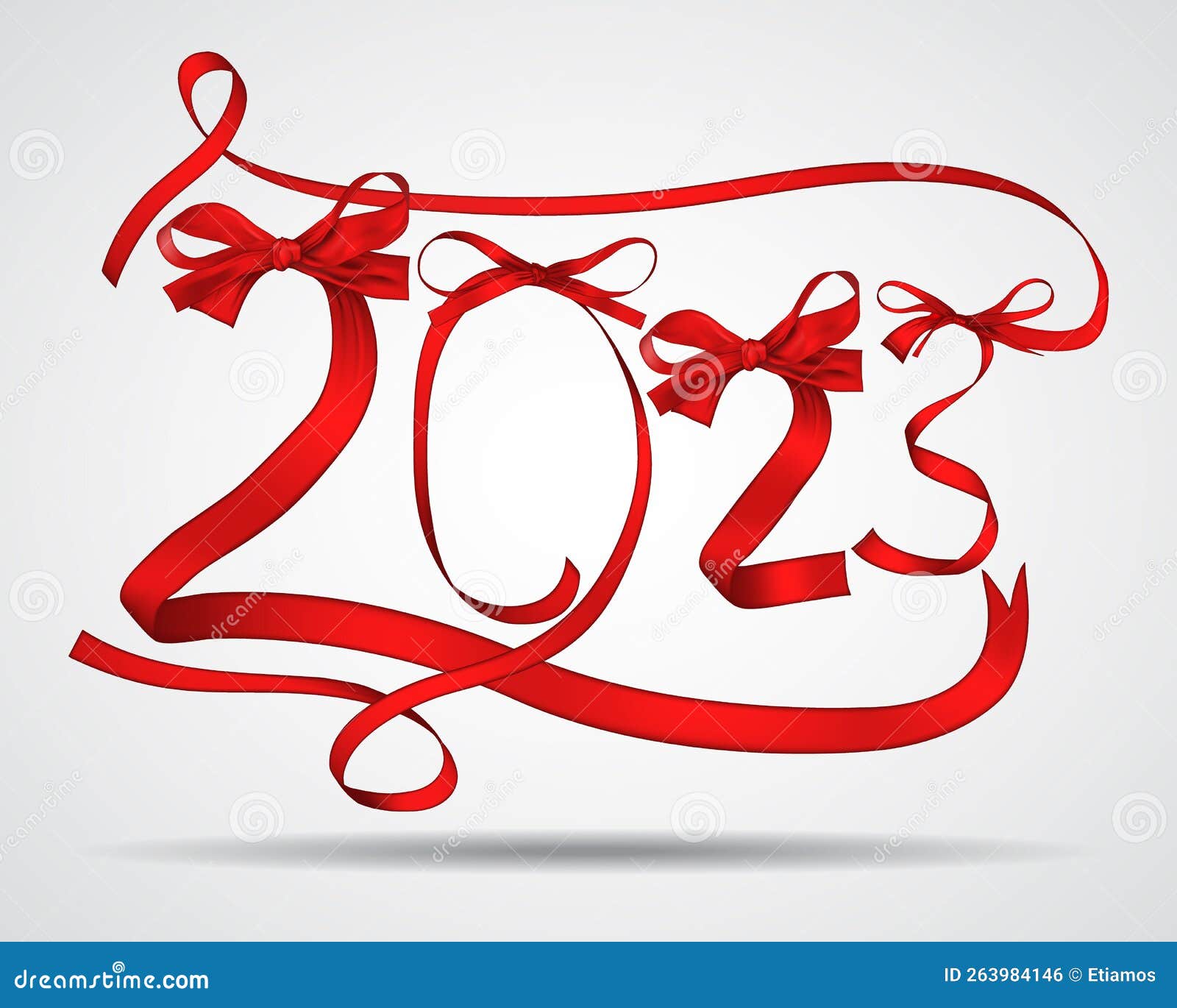 New Year Red Ribbon Numbers 2023 Stock Vector Illustration of