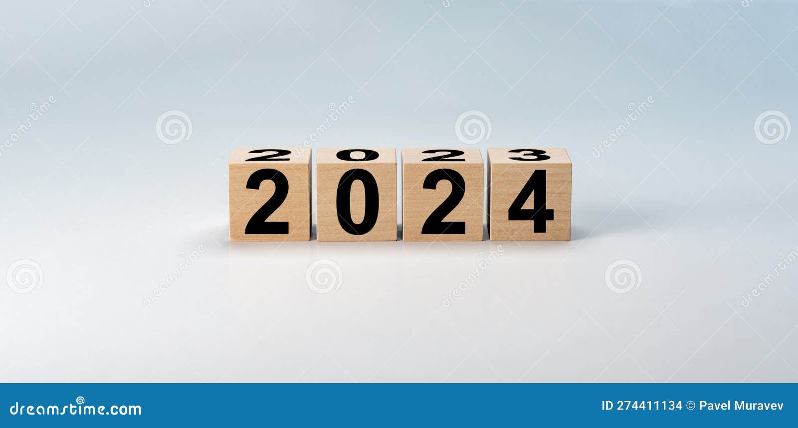 New Year 2025 on Wooden Cubes. Wooden Cube with Numbers 2025 Beginning