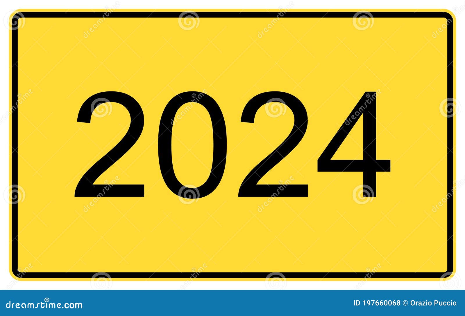 2024 New Year. 2024 New Year on a Yellow Road Billboard Stock