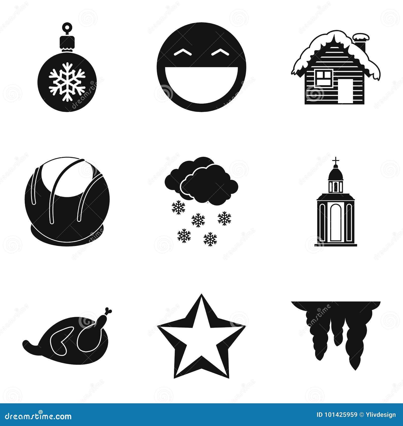 New Years Eve Icons Set, Simple Style Stock Vector - Illustration of