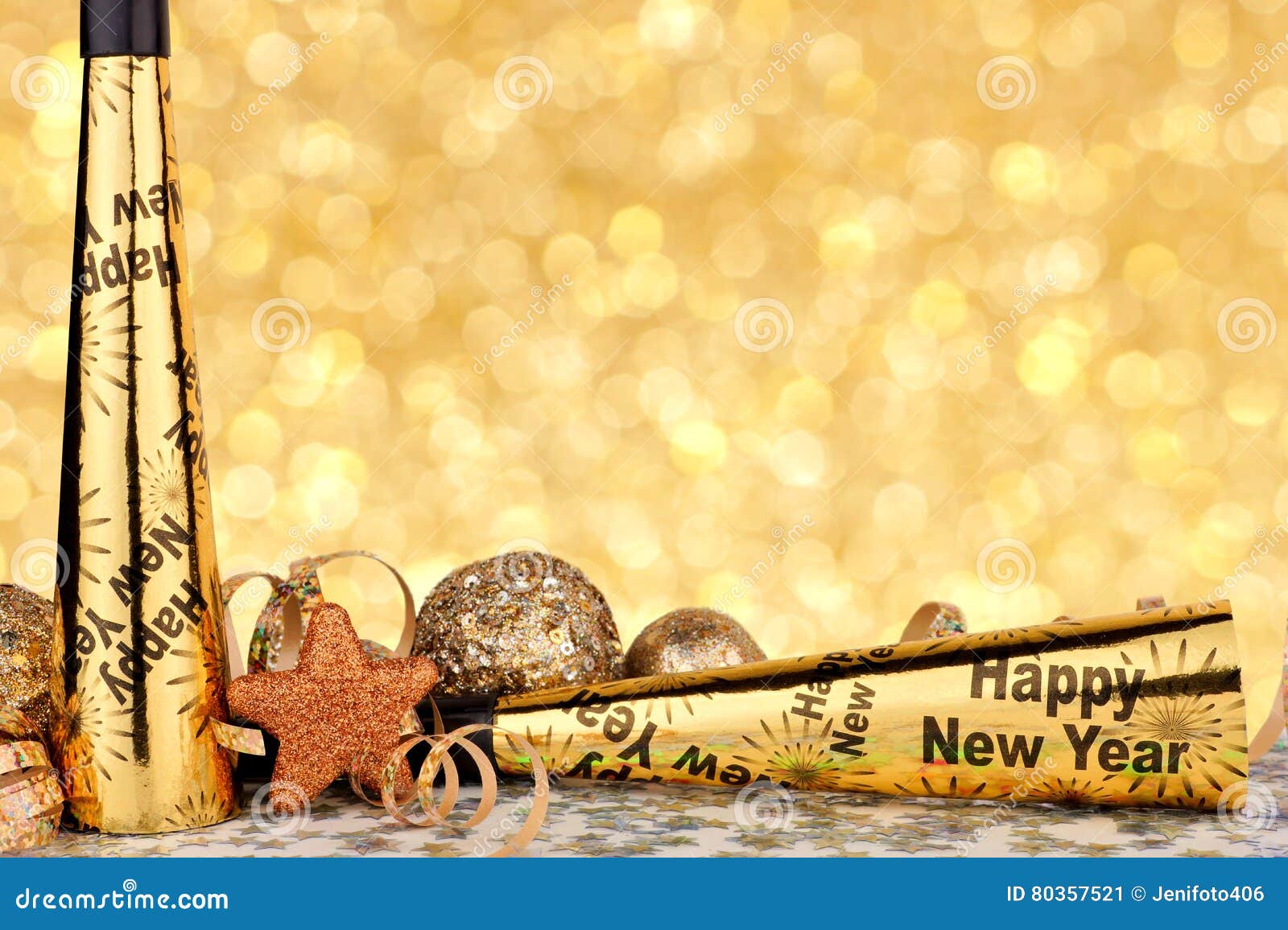 new years eve party border with twinkling light background