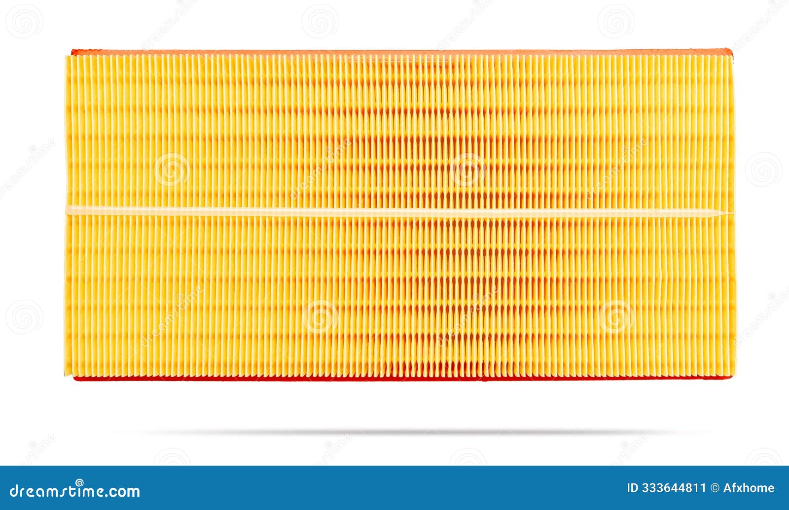 new yellow air filter for car  on white background. file contains a path to isolation