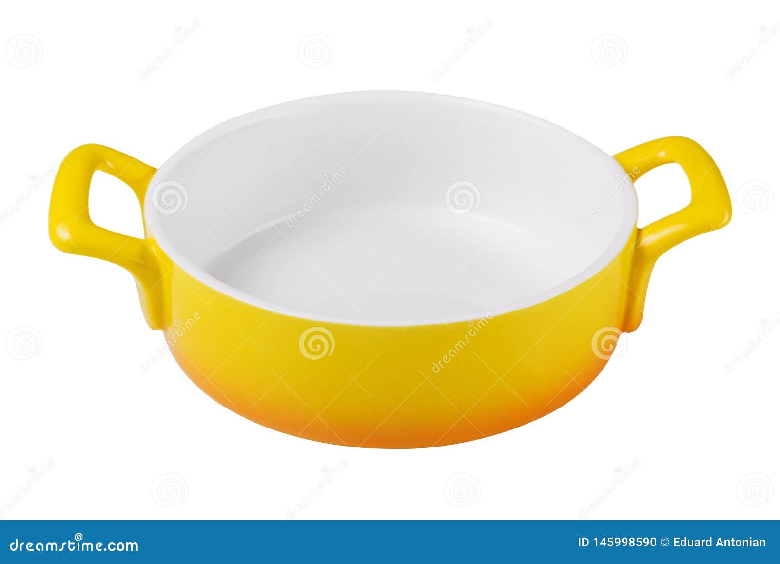 New Yellow Ceramic Pan, on a White Background Stock Photo Image of