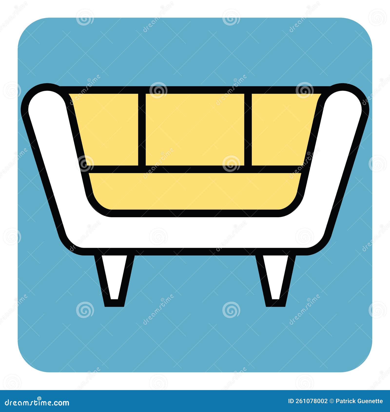 New yellow sofa, icon stock vector. Illustration of sofa 261078002