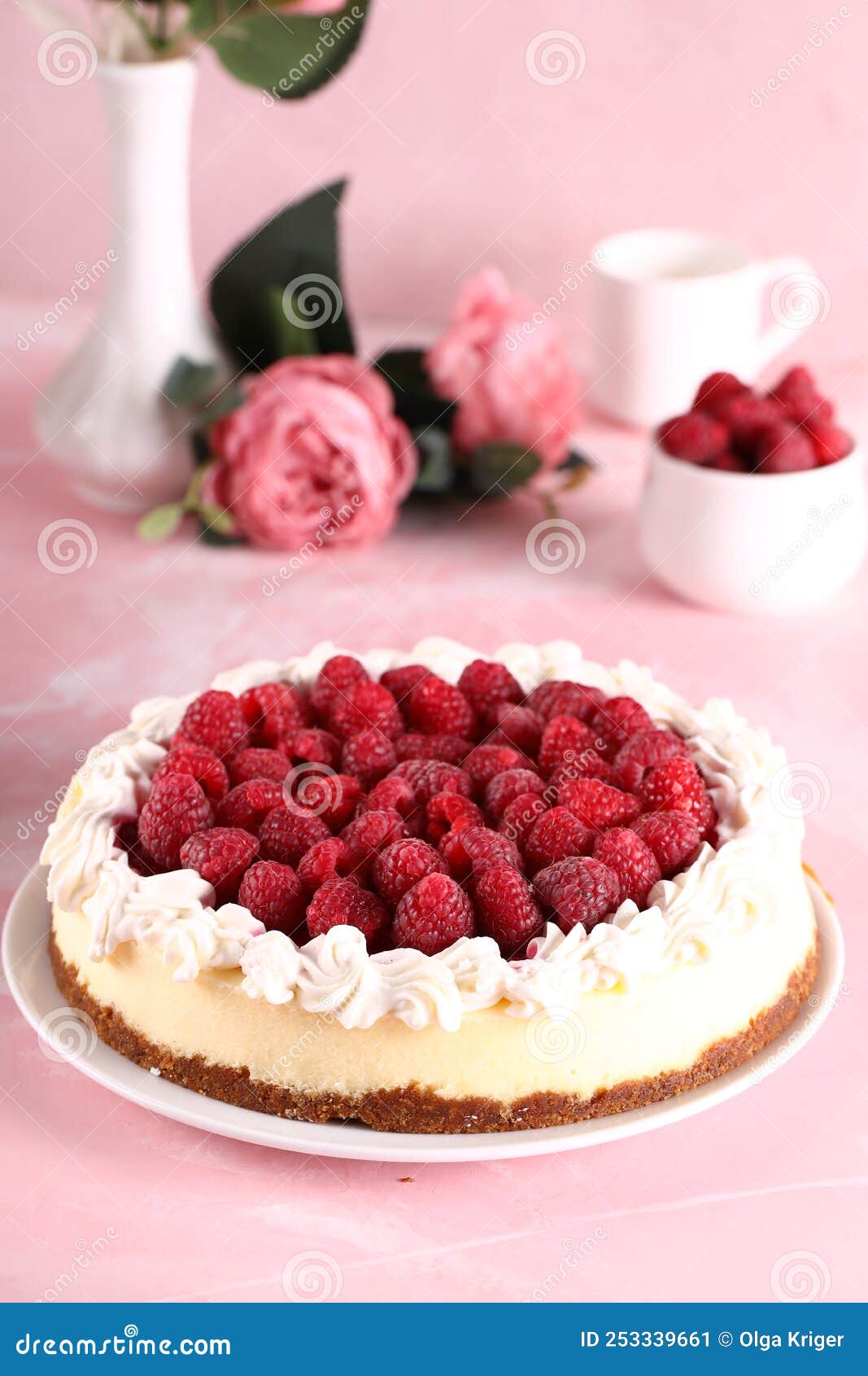 New York Cheesecake with Cream Stock Image Image of delicious