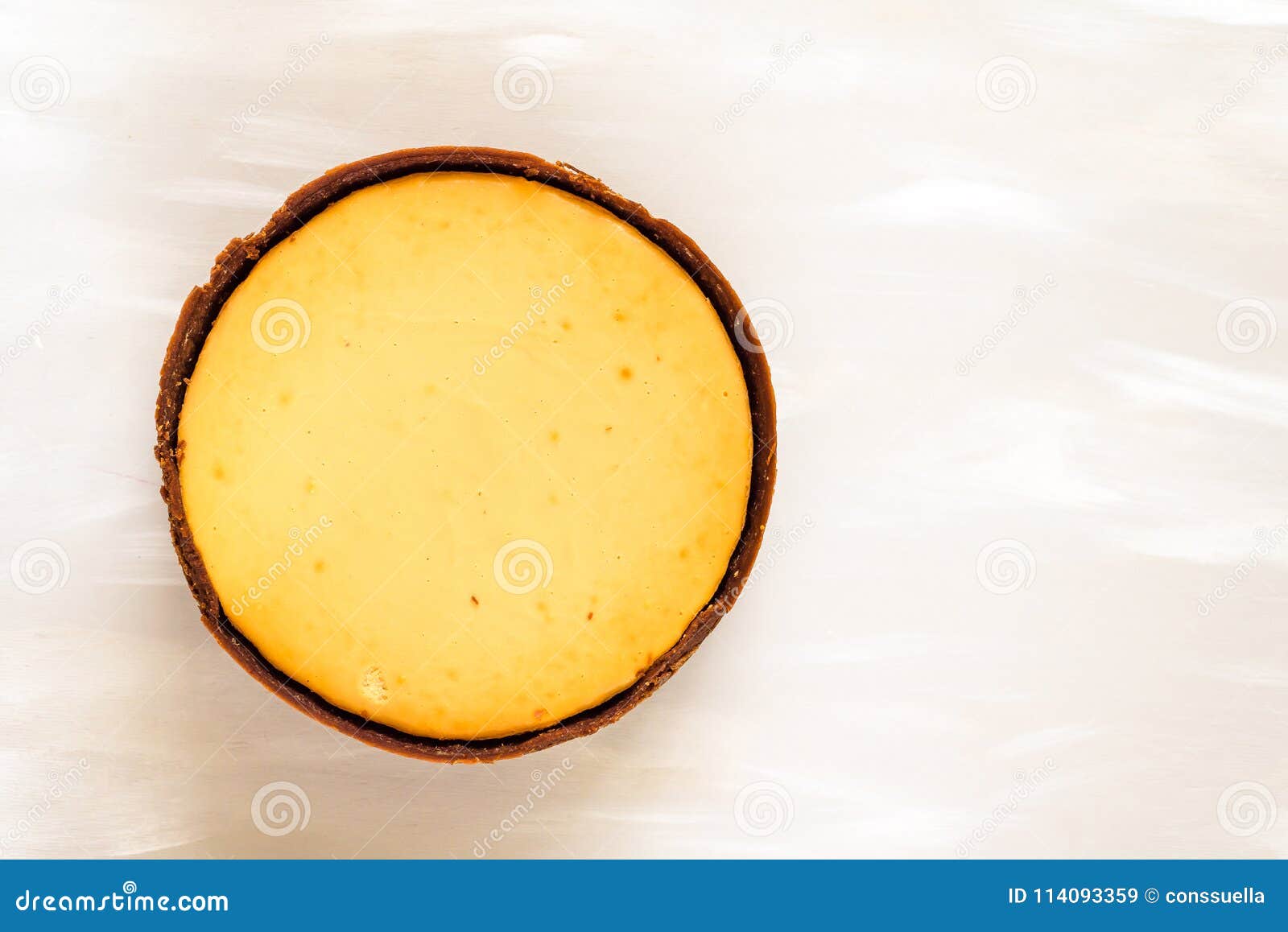 New York Cheesecake on Yellow Background Top View Stock Image Image