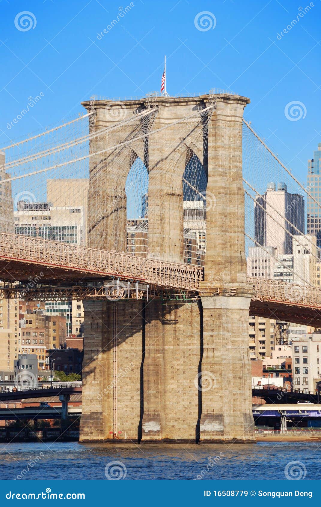 New York City Brooklyn Bridge Closeup Stock Image - Image of scenic ...