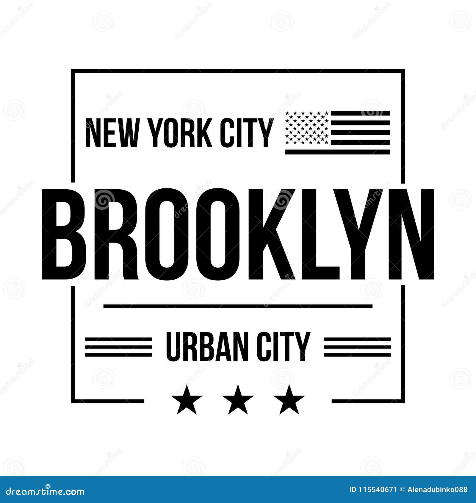 New York City, Brooklyn Typography for T-shirt Print. 