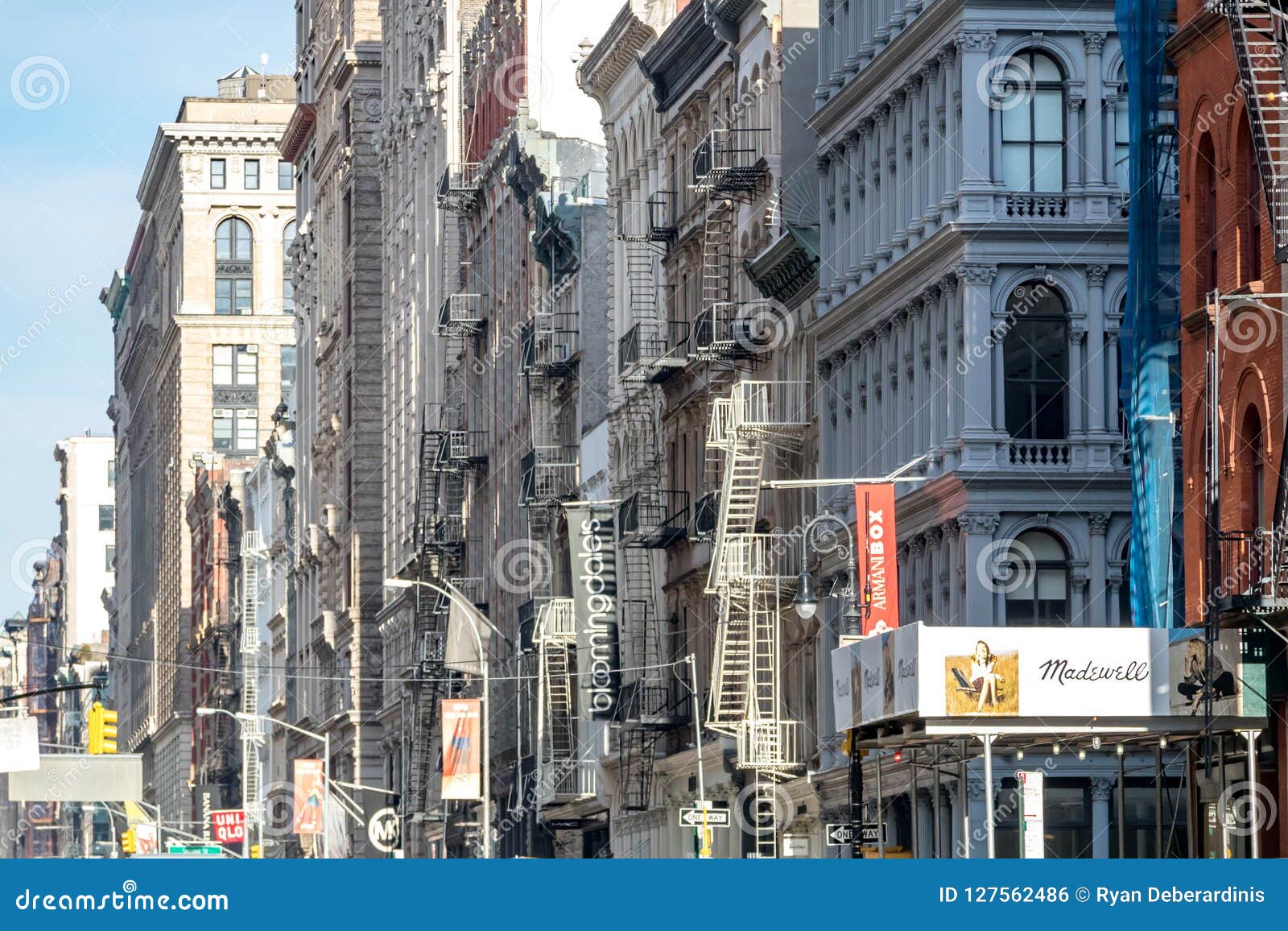 New York City, 2018: Signs and Banners for the Businesses Editorial ...