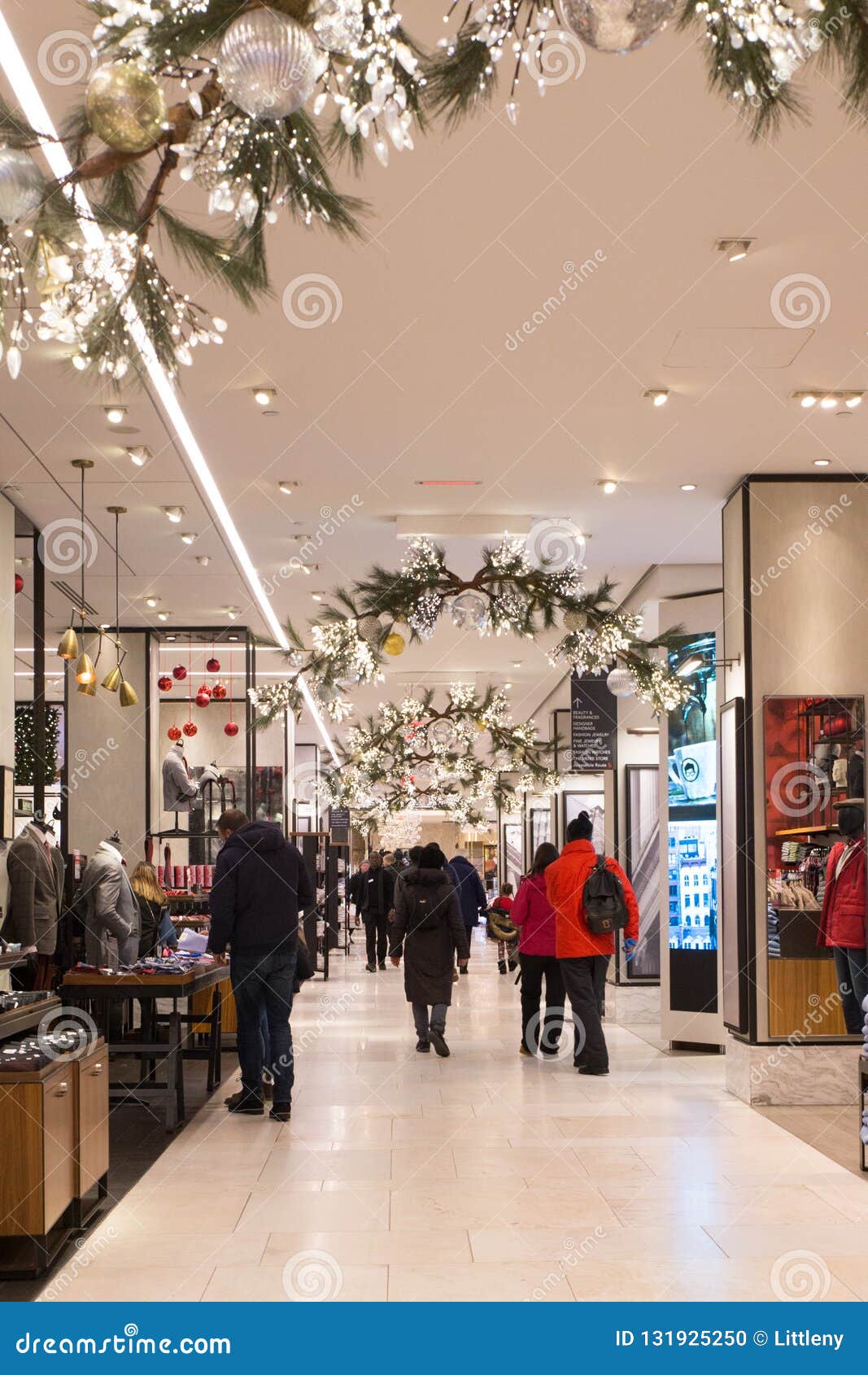 Shoppers Inside Macy S at Christmas Time in NYC Editorial Image