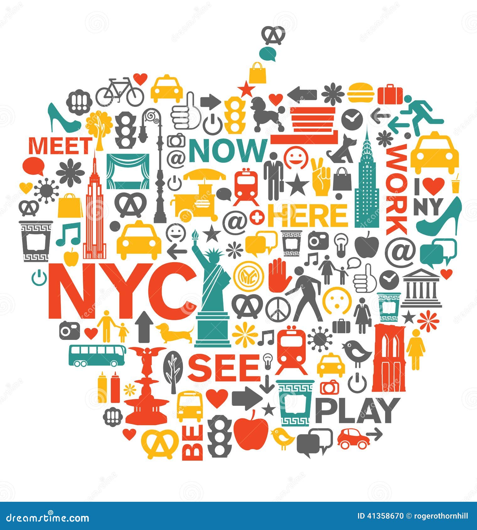 New York City Icons And Symbols Stock Vector - Illustration of bags