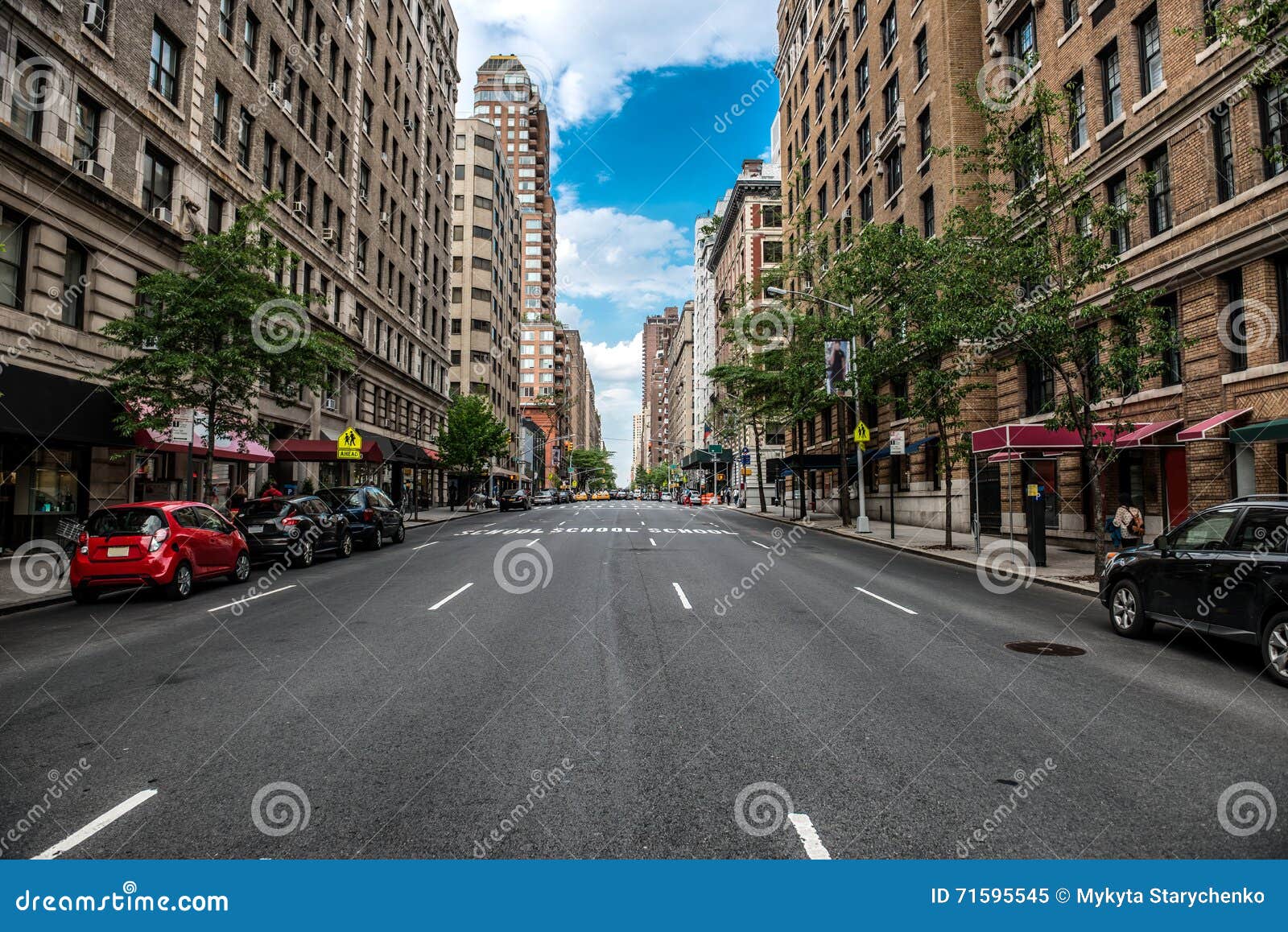 new york city manhattan empty street at midtown at sunny day