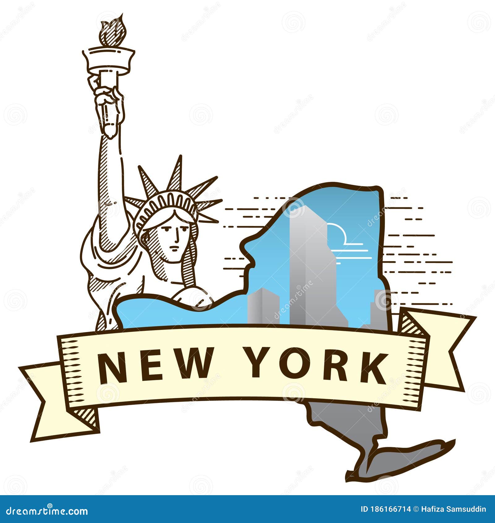 New York City Map Vector Illustration Decorative Design Stock Vector