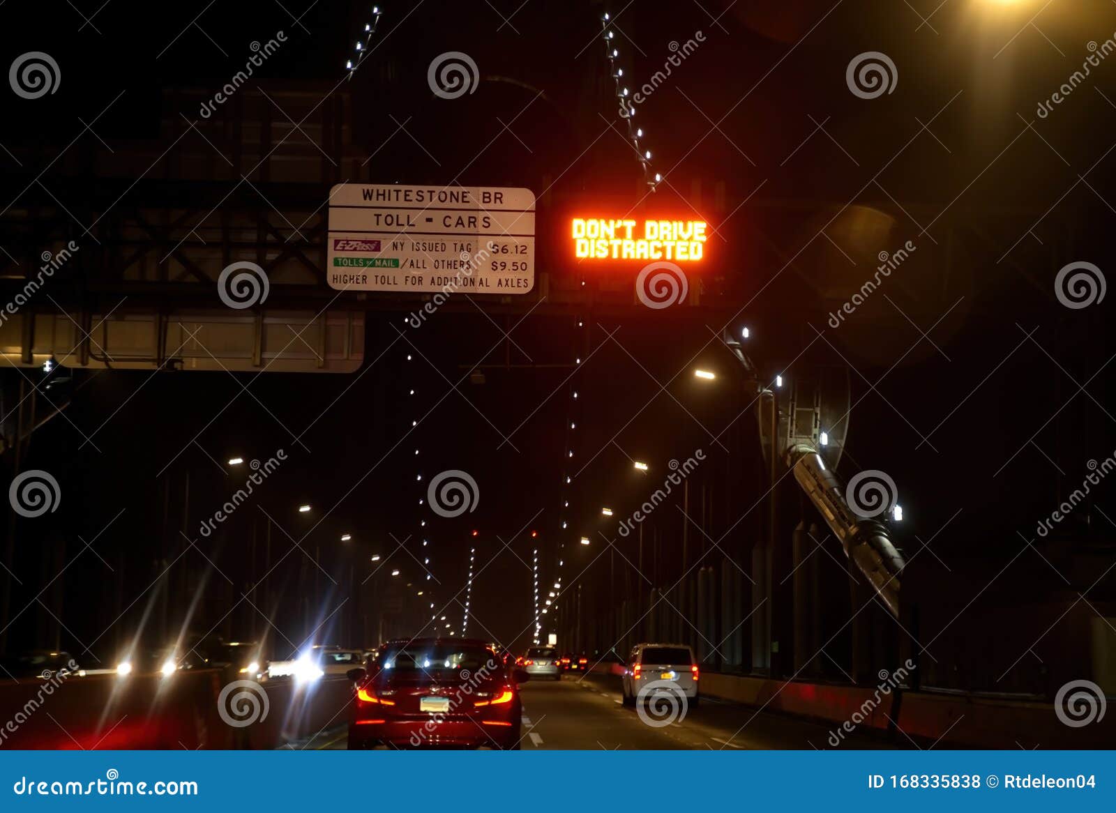 Whitestone Bridge Toll Information Sign Editorial Stock Photo Image