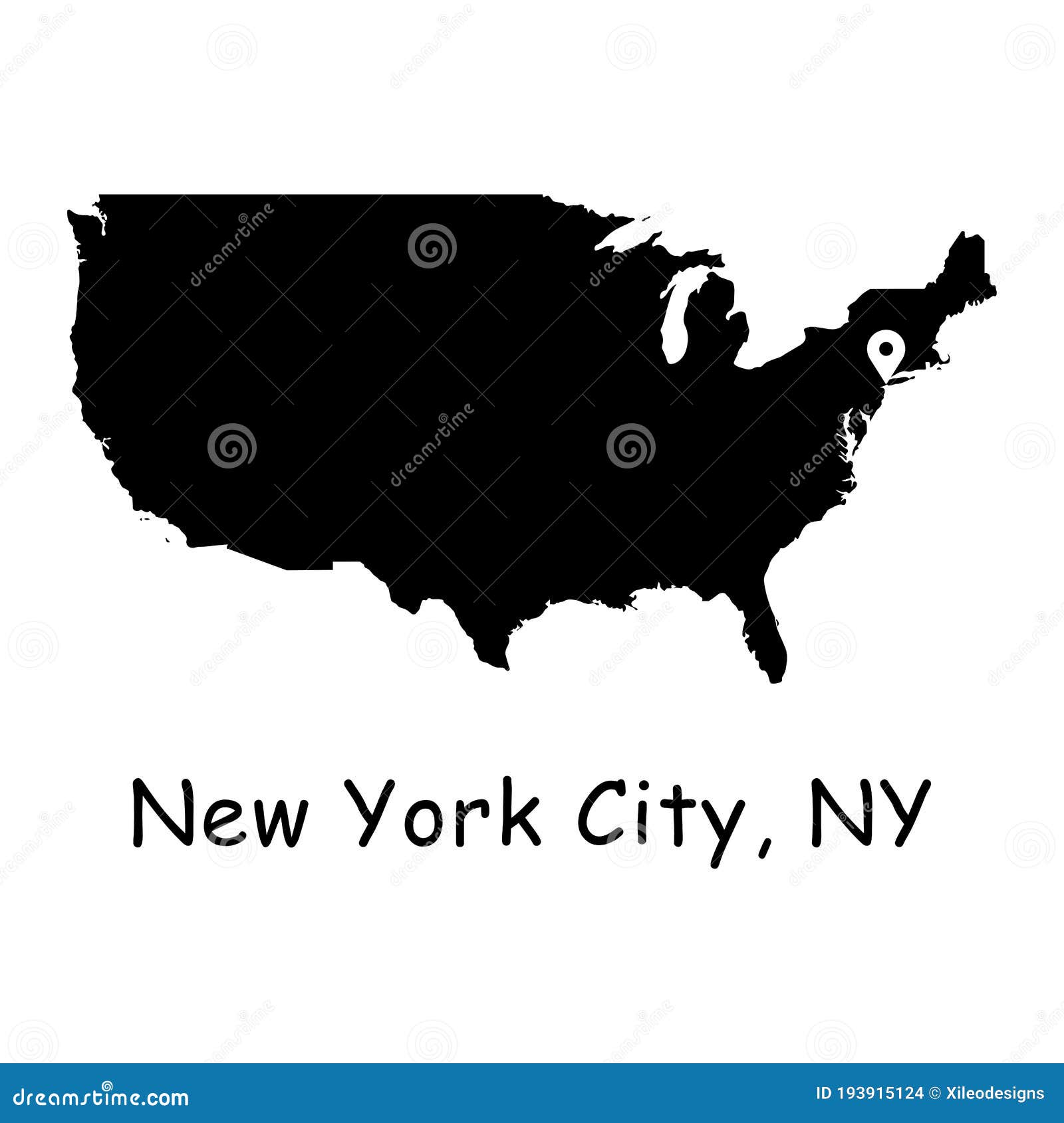 New York City Op De Kaart Van De Verenigde Staten. Gedetailleerde ...