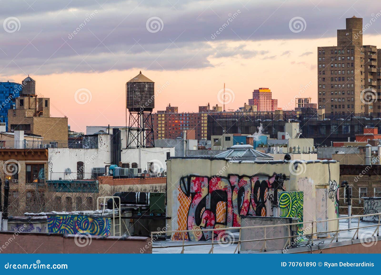 New York City Rooftops at Sunset Editorial Image Image of brooklyn